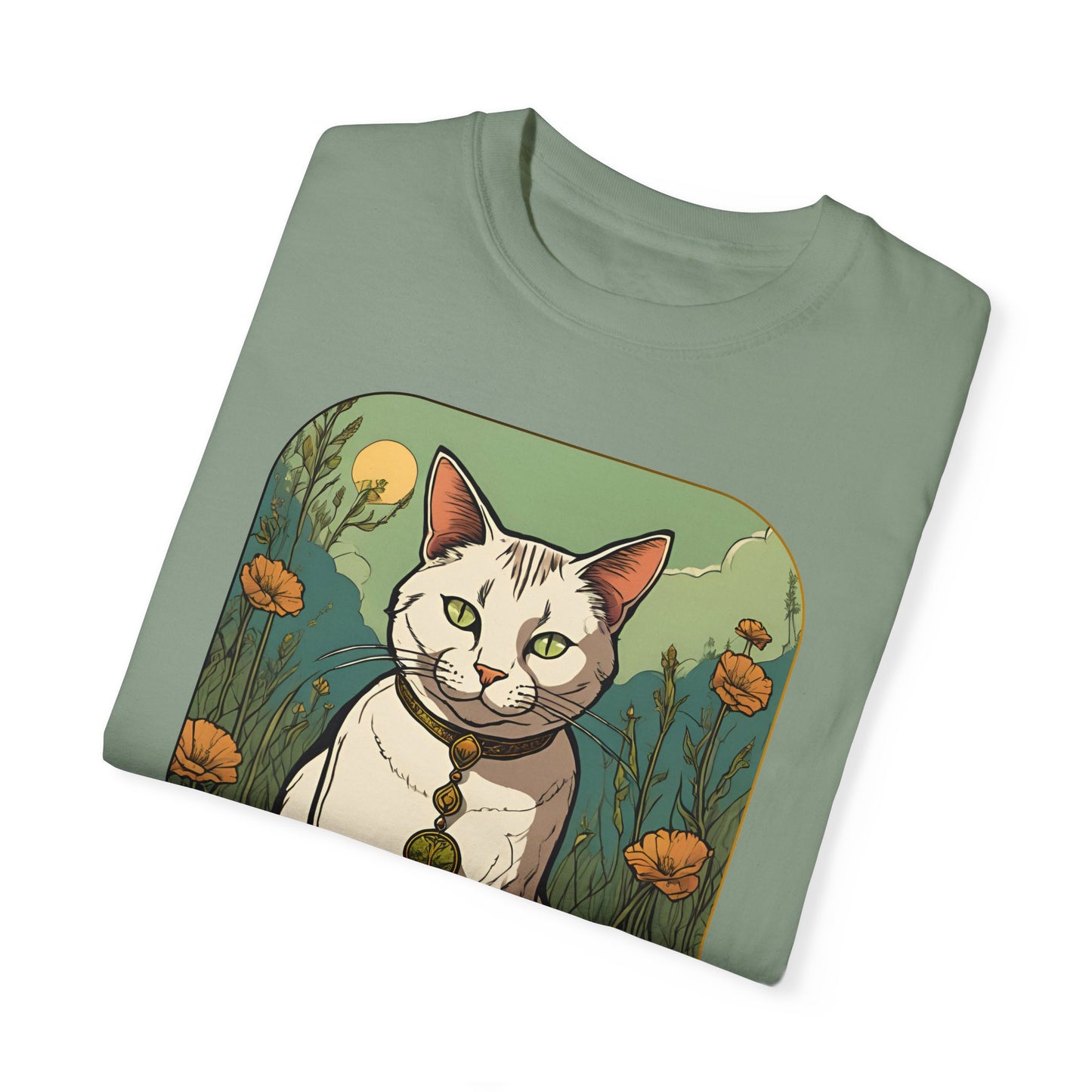 Cat Tarot Style Design - Unisex Garment-Dyed T-shirt