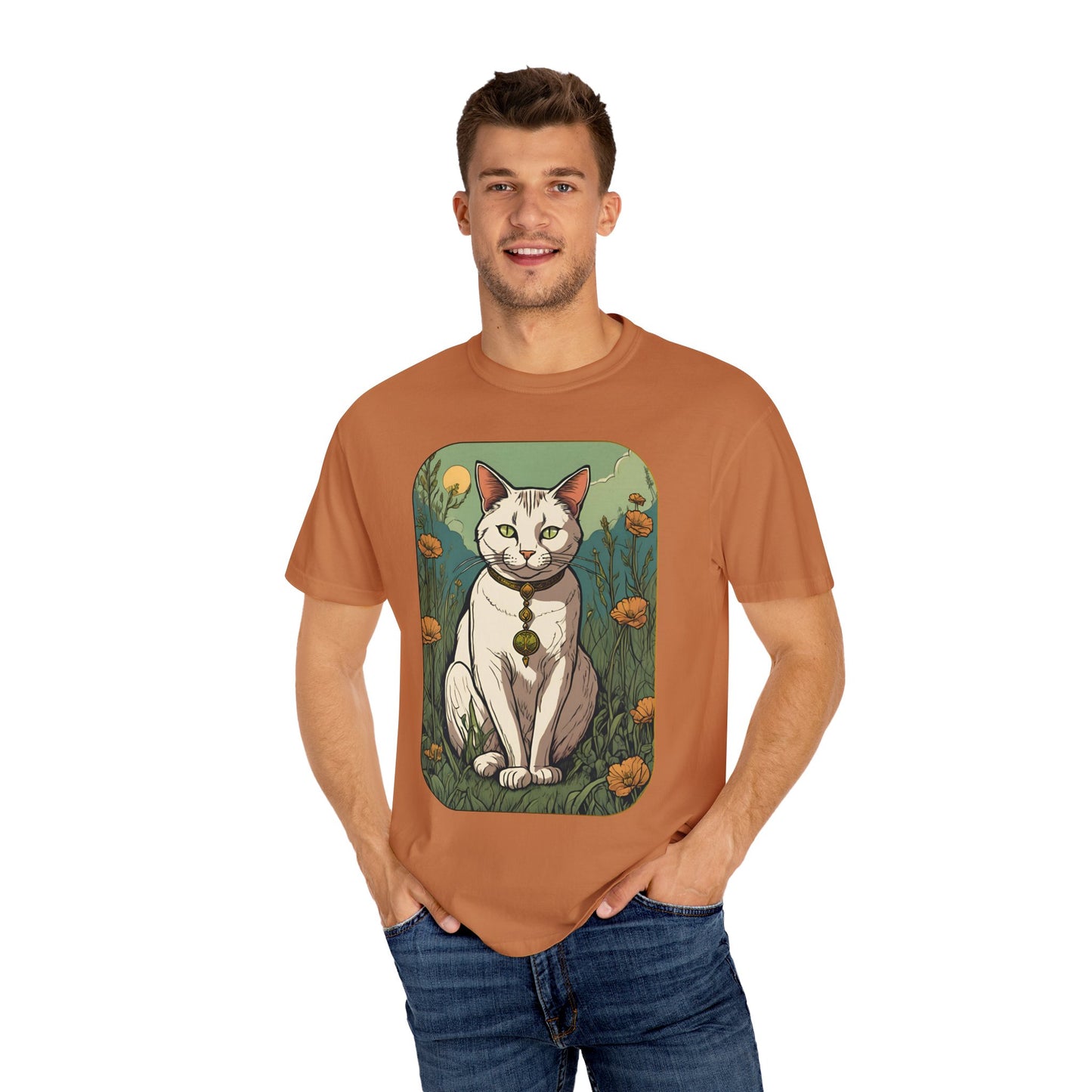 Cat Tarot Style Design - Unisex Garment-Dyed T-shirt