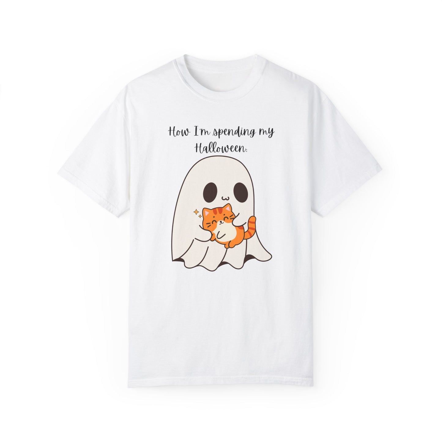 Ghost and Cat Halloween - Unisex Garment-Dyed T-shirt