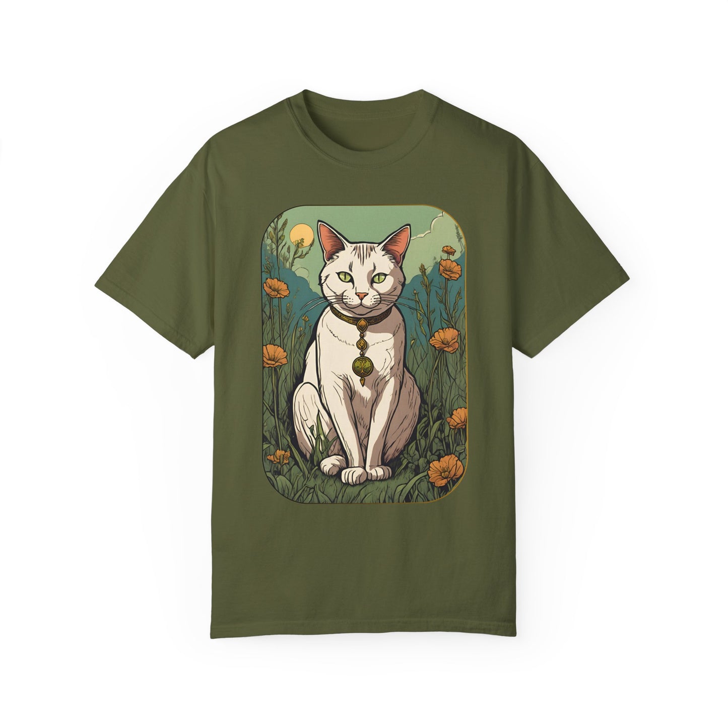 Cat Tarot Style Design - Unisex Garment-Dyed T-shirt