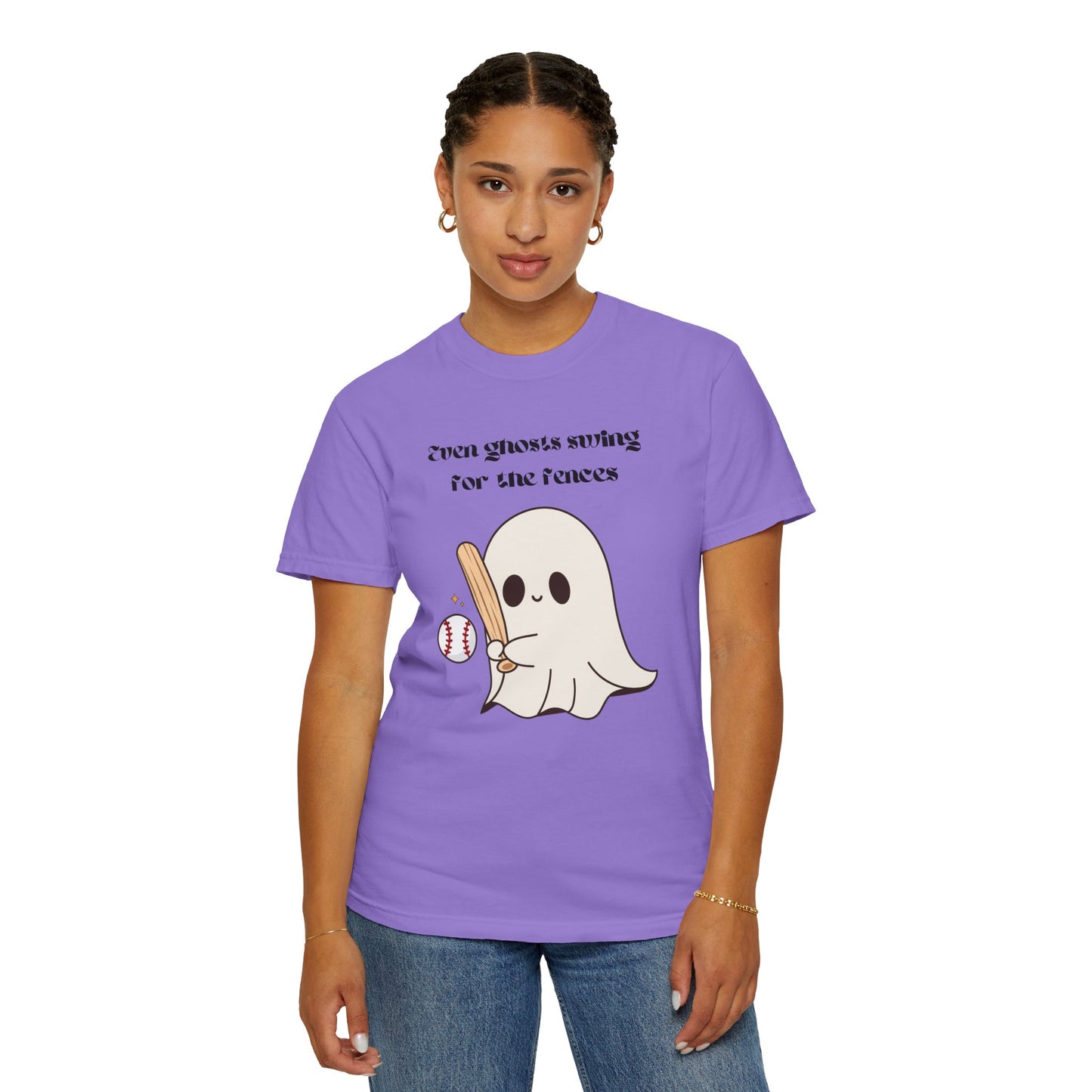 Ghost and Baseball - Unisex Garment-Dyed T-shirt