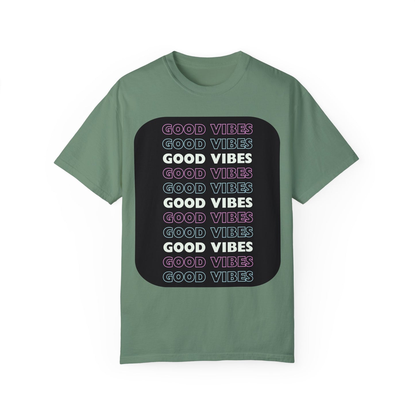 GOOD VIBES Neon Style Word Design - Unisex Garment-Dyed T-shirt
