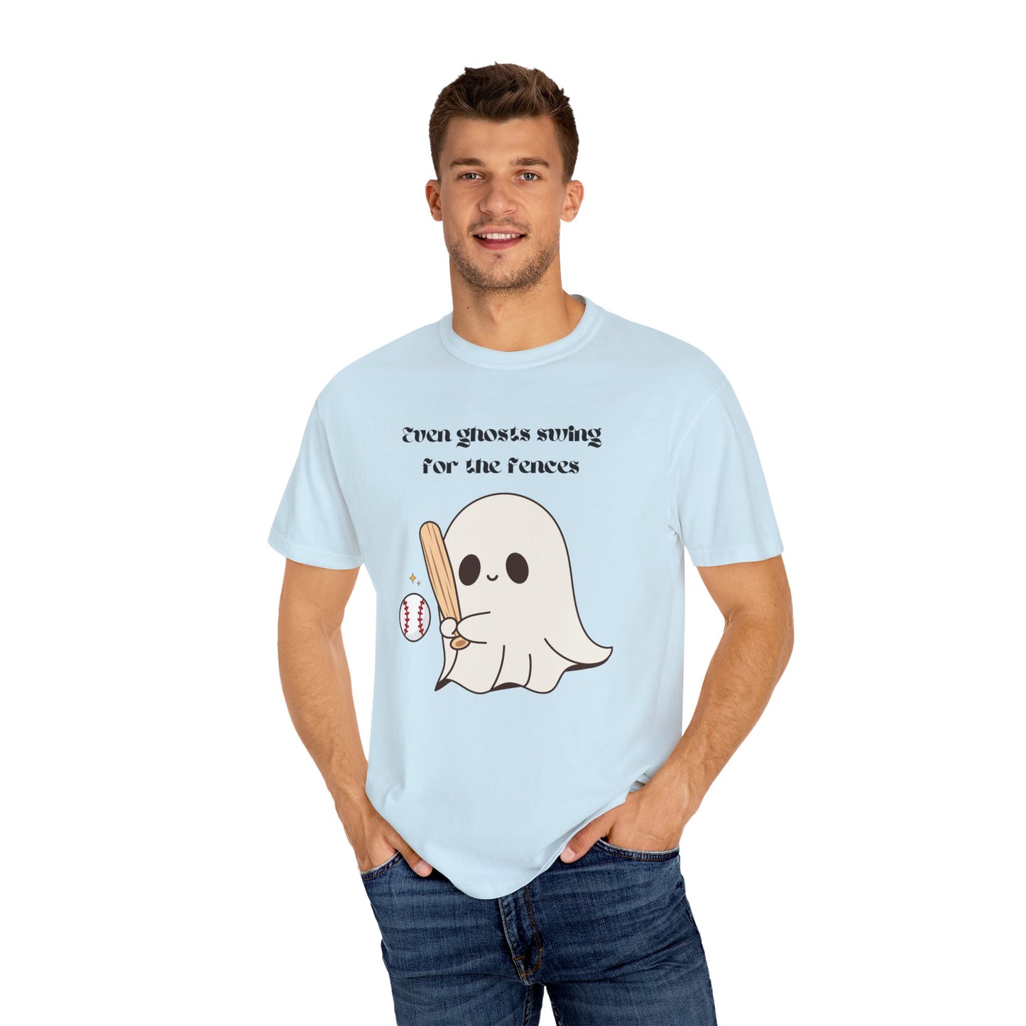 Ghost and Baseball - Unisex Garment-Dyed T-shirt