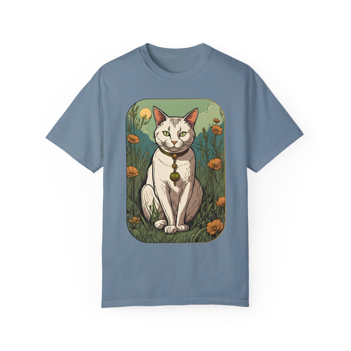Cat Tarot Style Design - Unisex Garment-Dyed T-shirt