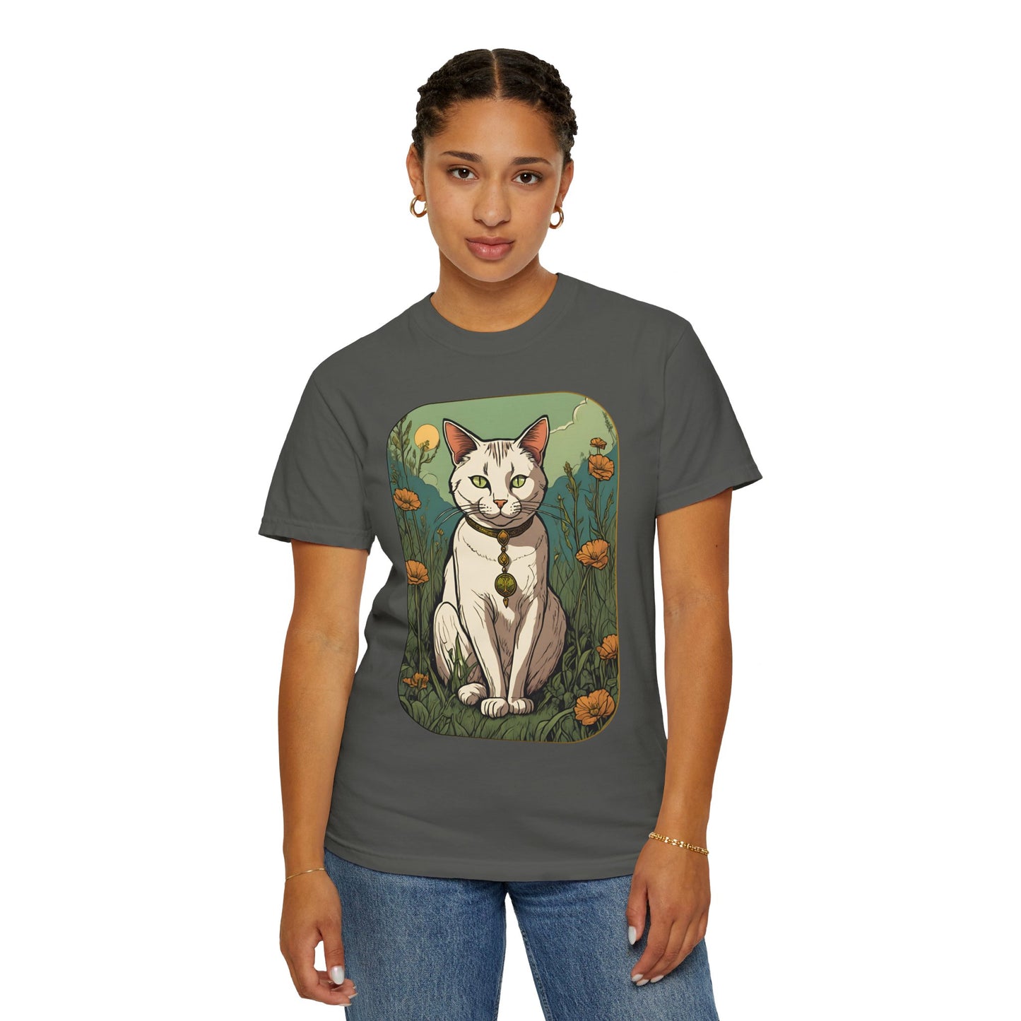 Cat Tarot Style Design - Unisex Garment-Dyed T-shirt