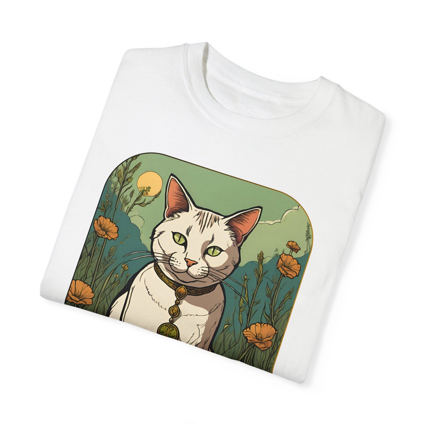 Cat Tarot Style Design - Unisex Garment-Dyed T-shirt