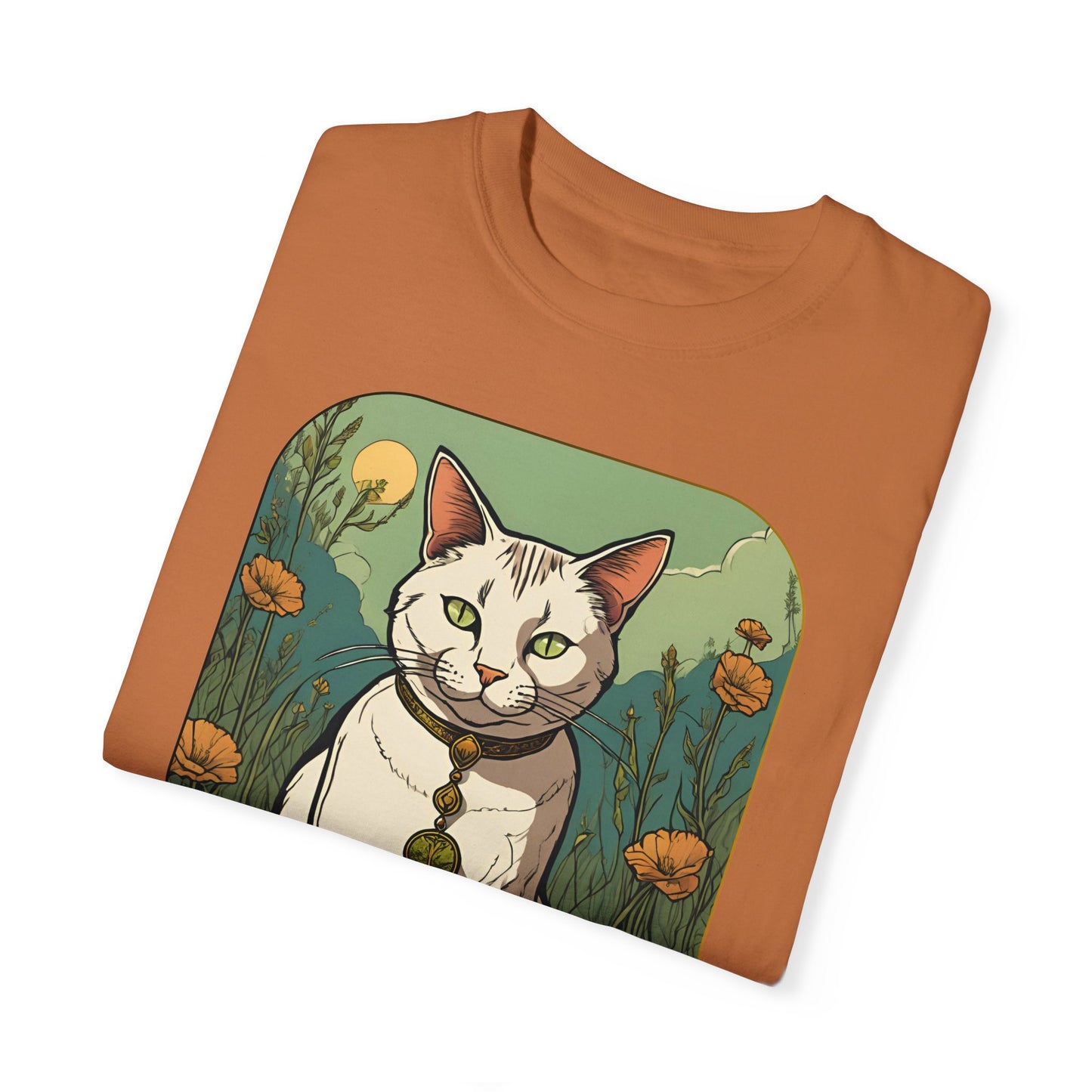 Cat Tarot Style Design - Unisex Garment-Dyed T-shirt