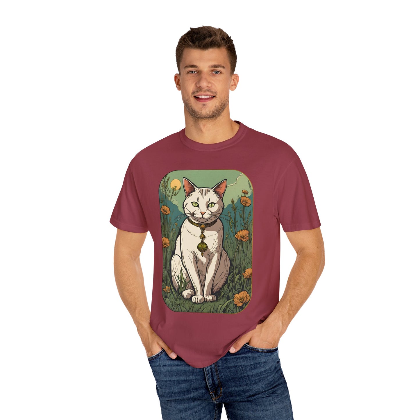 Cat Tarot Style Design - Unisex Garment-Dyed T-shirt