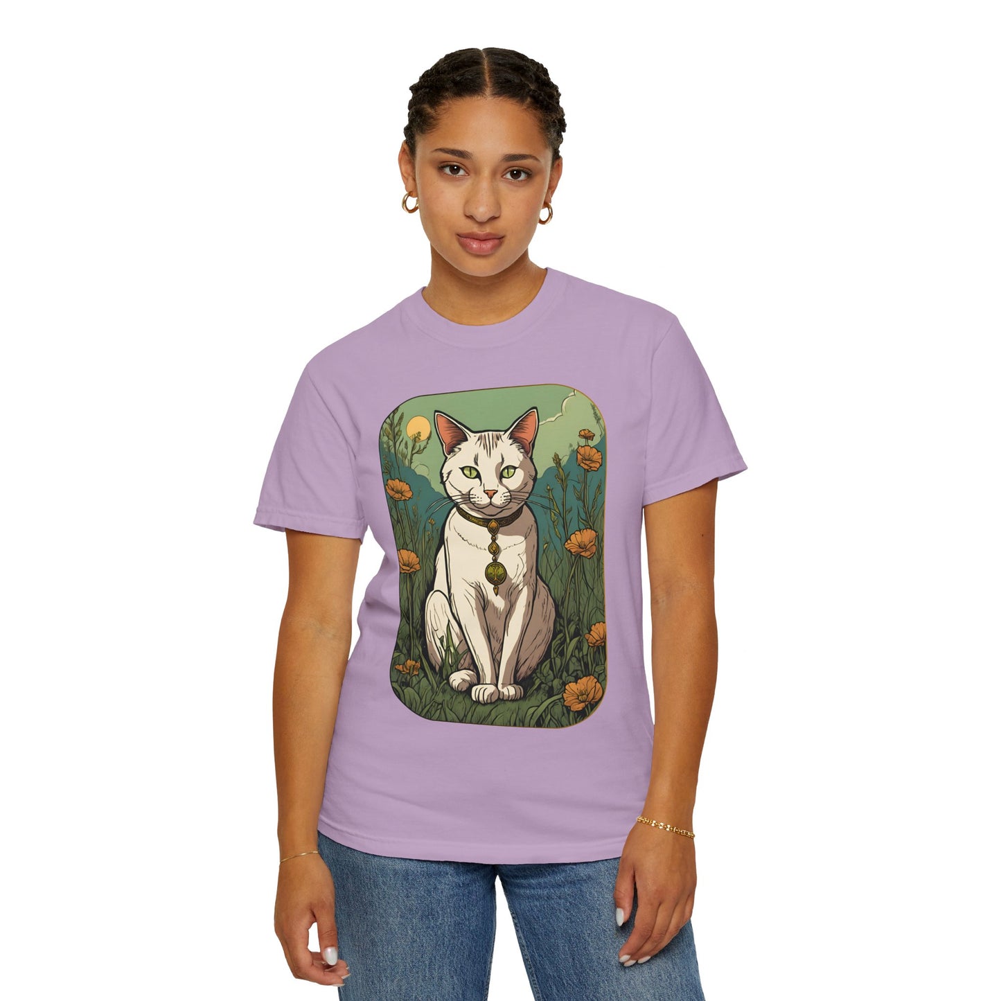 Cat Tarot Style Design - Unisex Garment-Dyed T-shirt