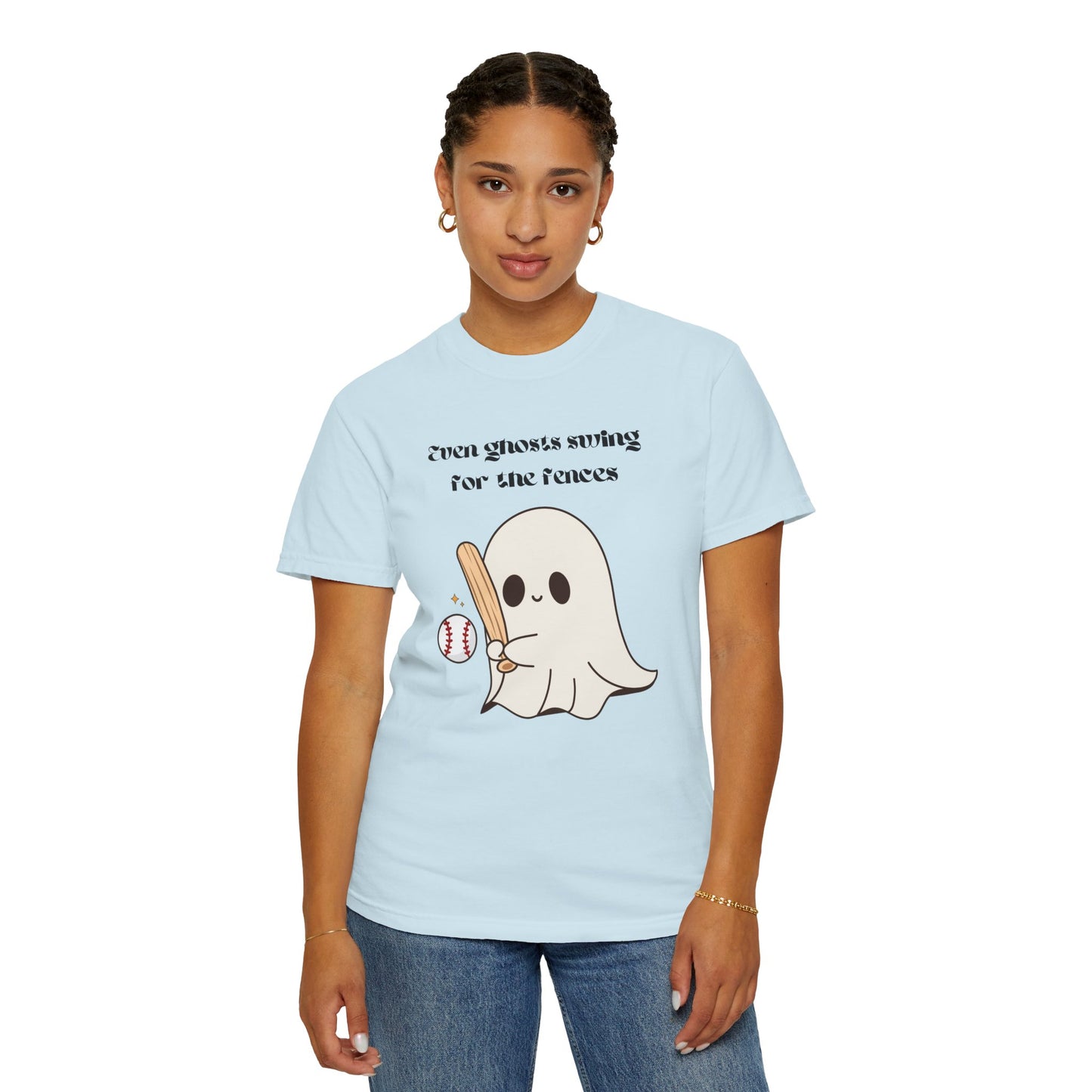 Ghost and Baseball - Unisex Garment-Dyed T-shirt
