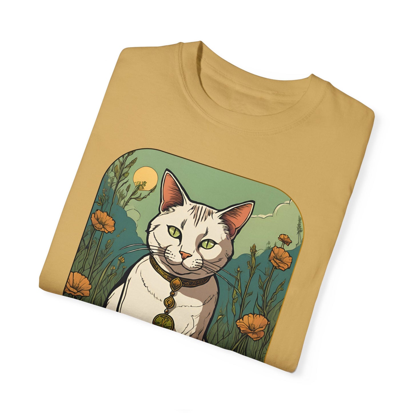 Cat Tarot Style Design - Unisex Garment-Dyed T-shirt