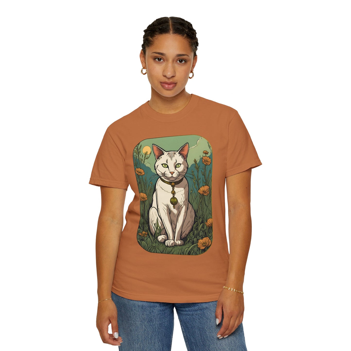 Cat Tarot Style Design - Unisex Garment-Dyed T-shirt