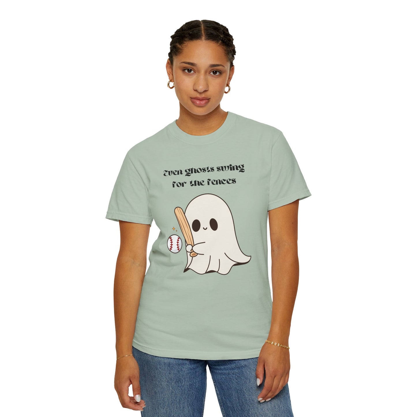 Ghost and Baseball - Unisex Garment-Dyed T-shirt