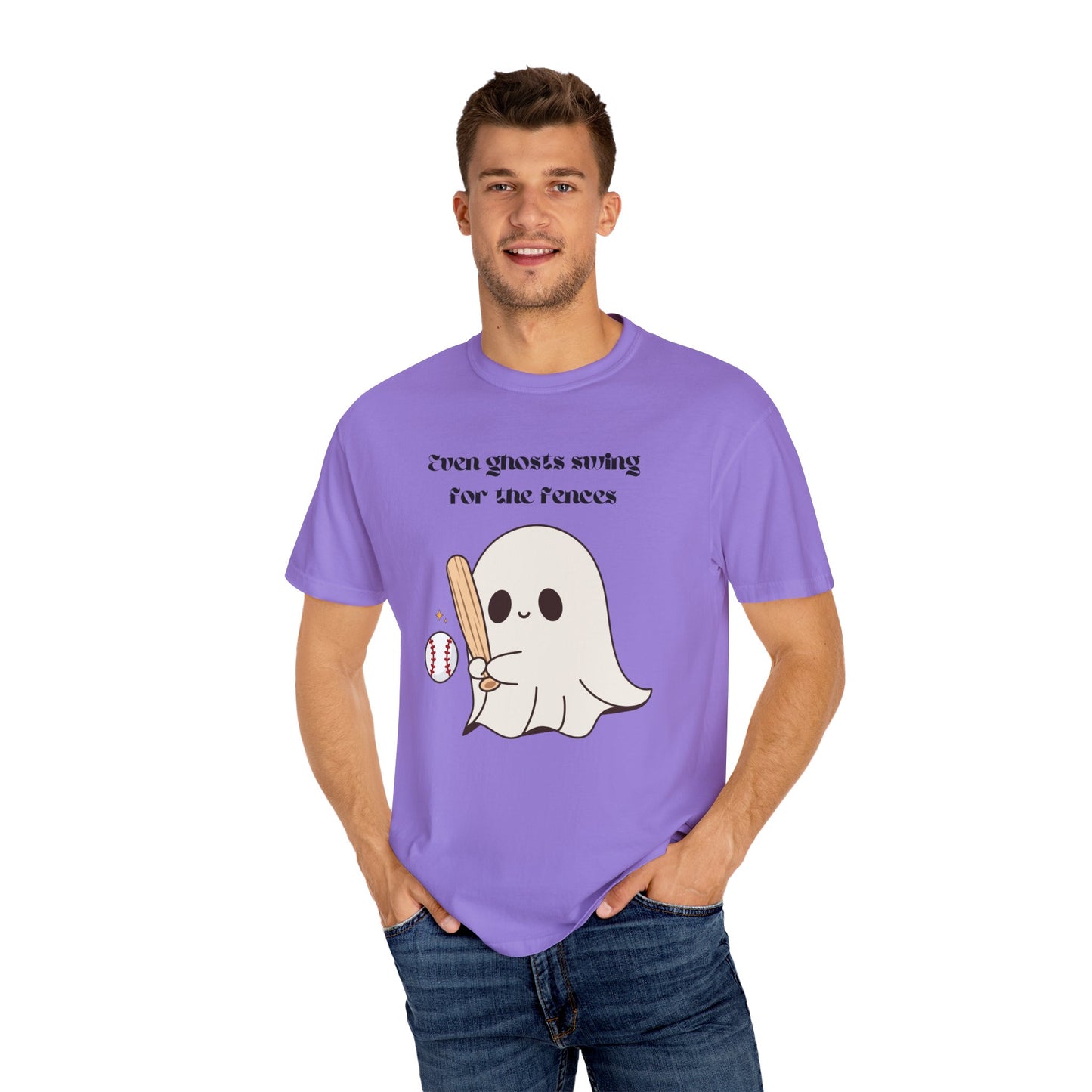 Ghost and Baseball - Unisex Garment-Dyed T-shirt