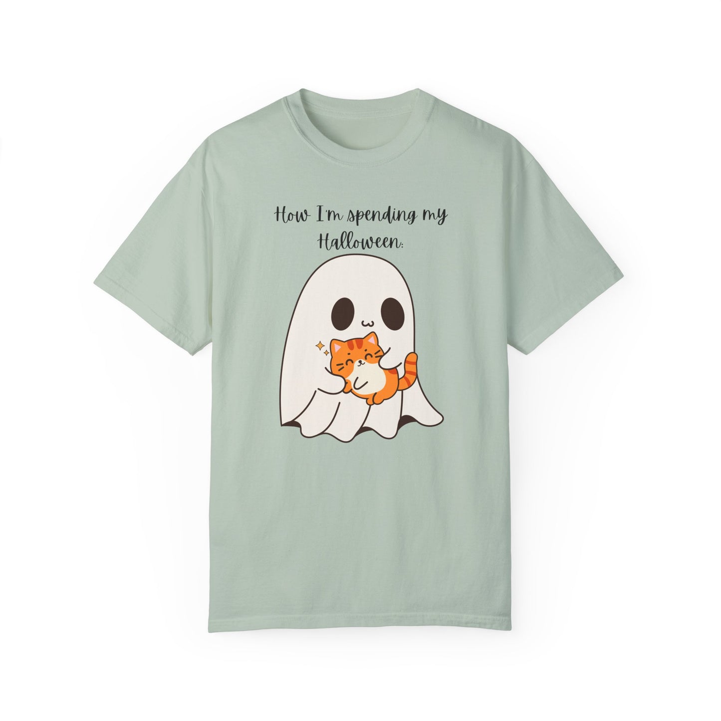 Ghost and Cat Halloween - Unisex Garment-Dyed T-shirt