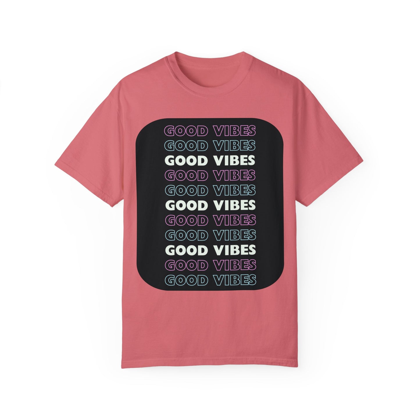 GOOD VIBES Neon Style Word Design - Unisex Garment-Dyed T-shirt