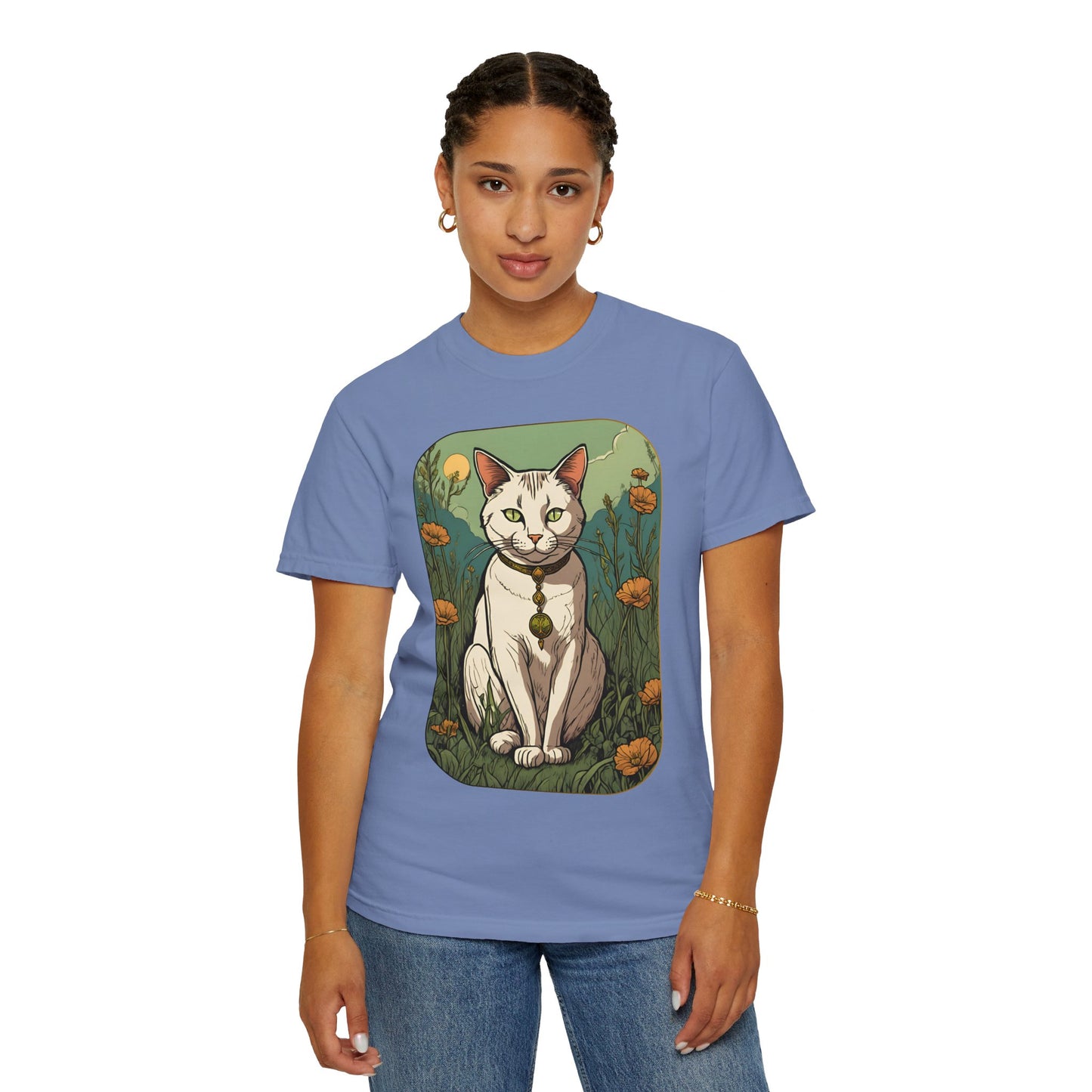 Cat Tarot Style Design - Unisex Garment-Dyed T-shirt