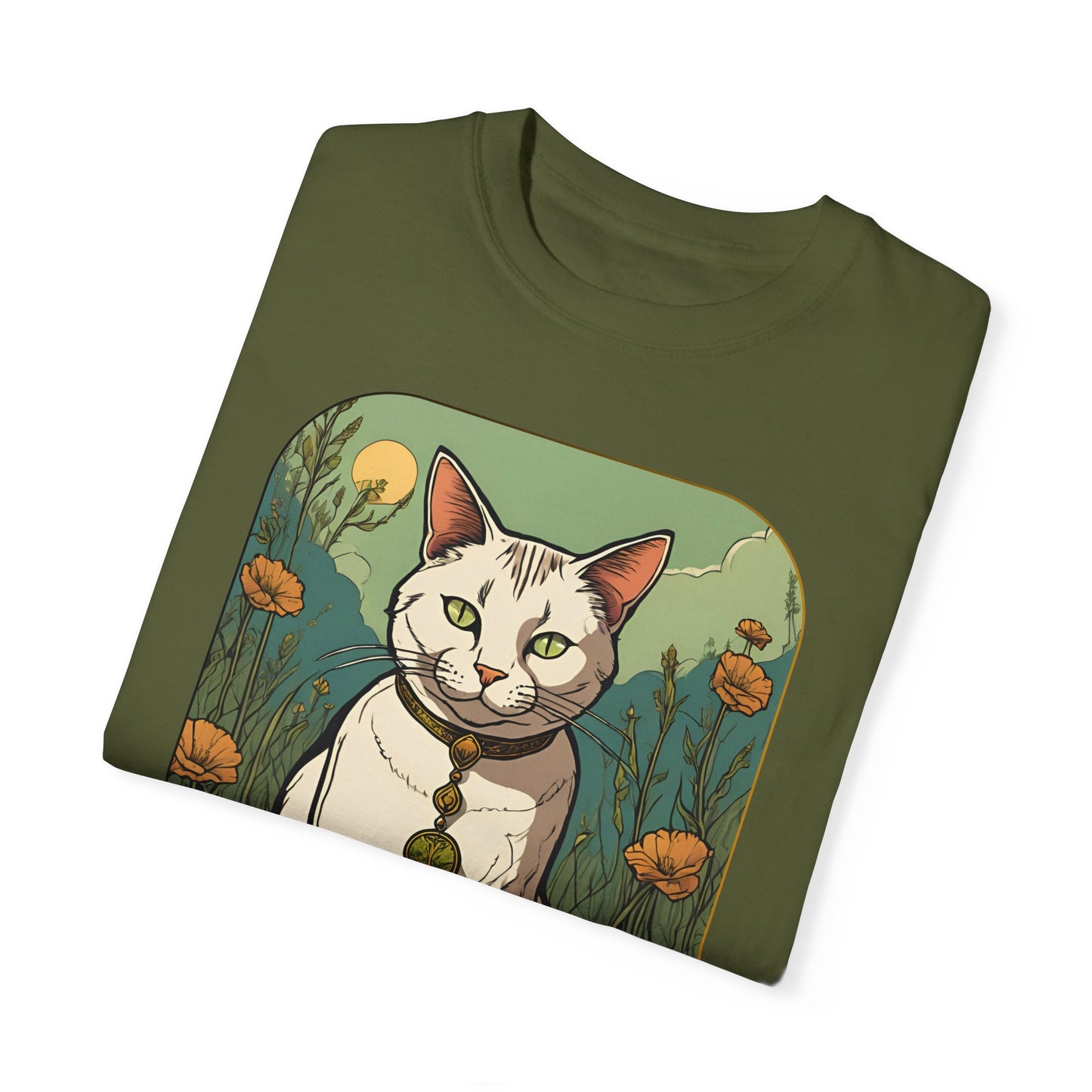 Cat Tarot Style Design - Unisex Garment-Dyed T-shirt