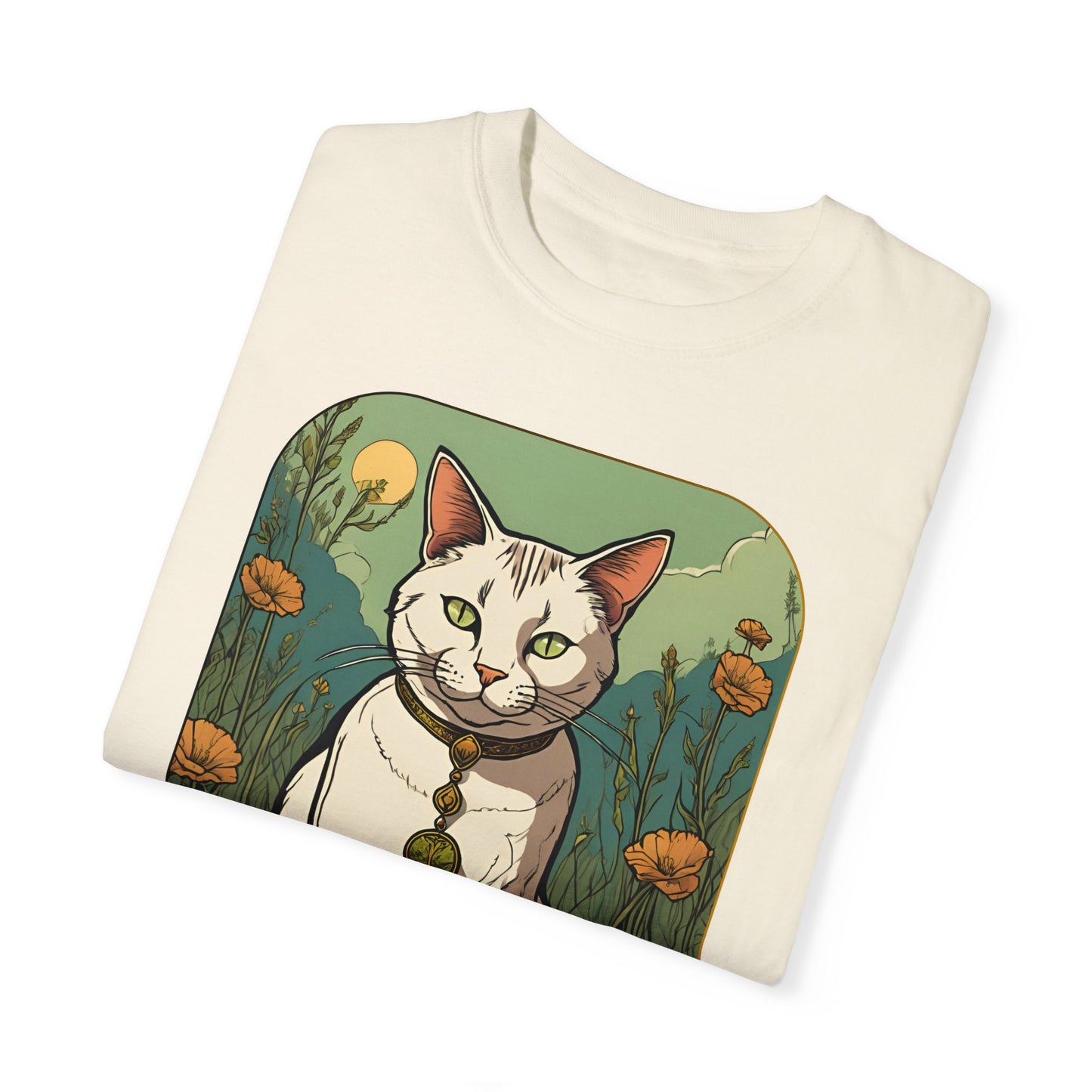 Cat Tarot Style Design - Unisex Garment-Dyed T-shirt