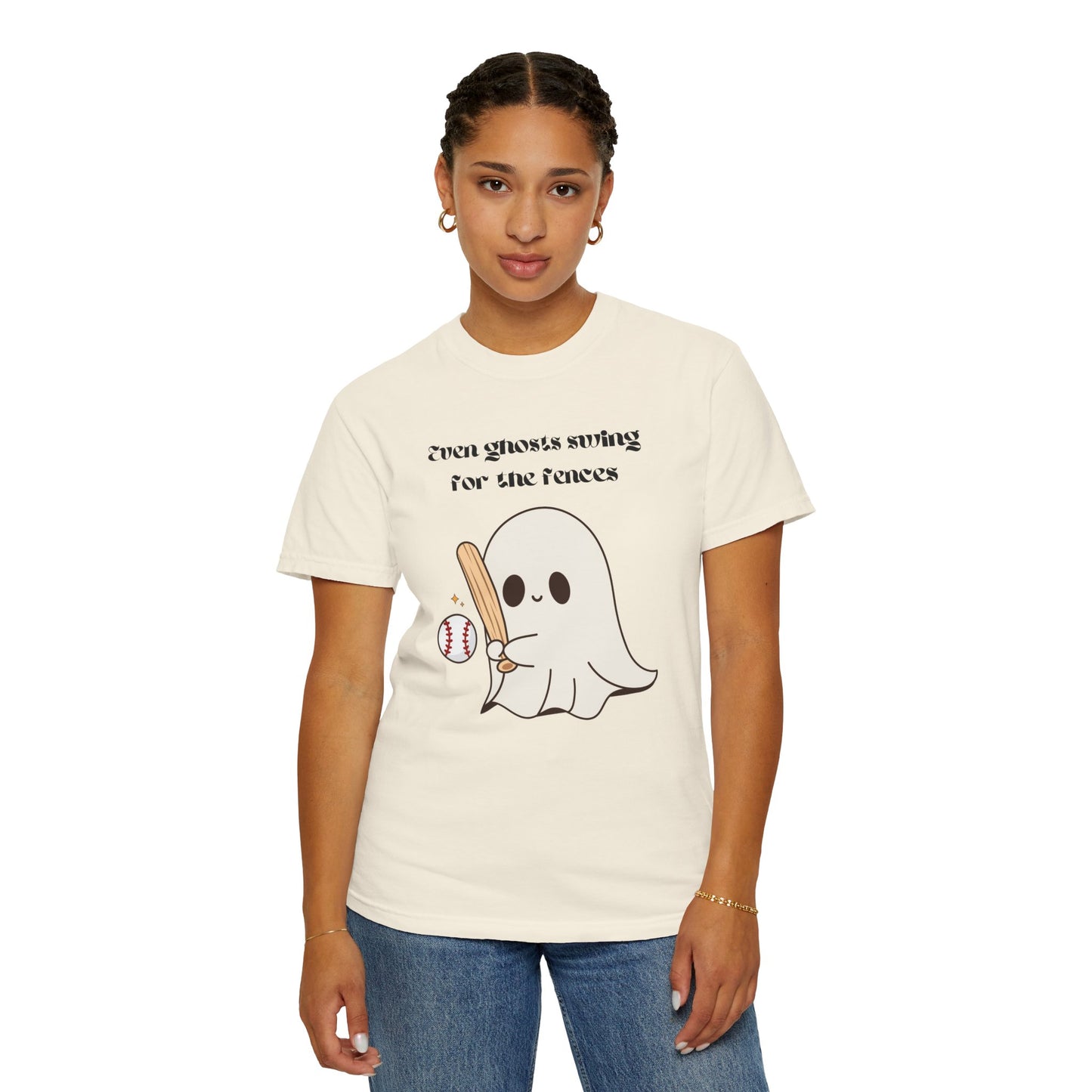 Ghost and Baseball - Unisex Garment-Dyed T-shirt