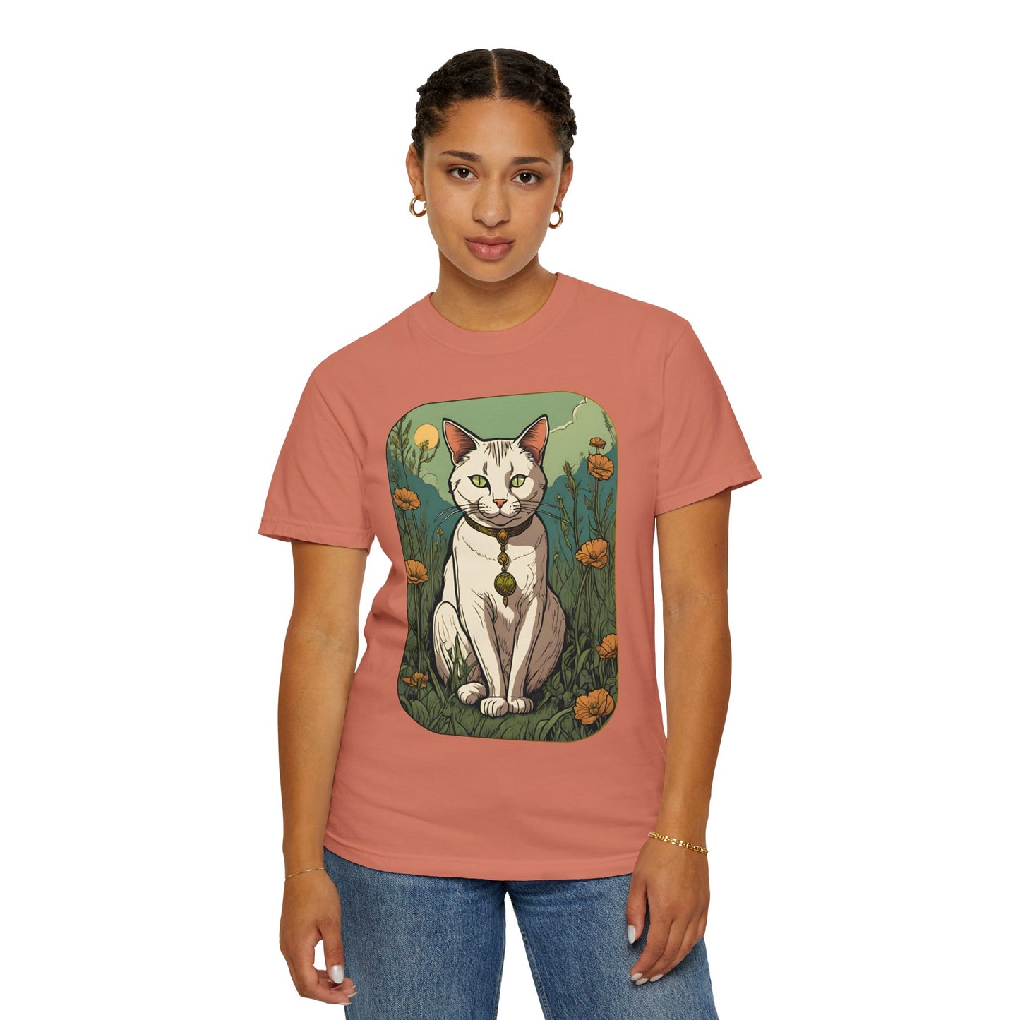 Cat Tarot Style Design - Unisex Garment-Dyed T-shirt