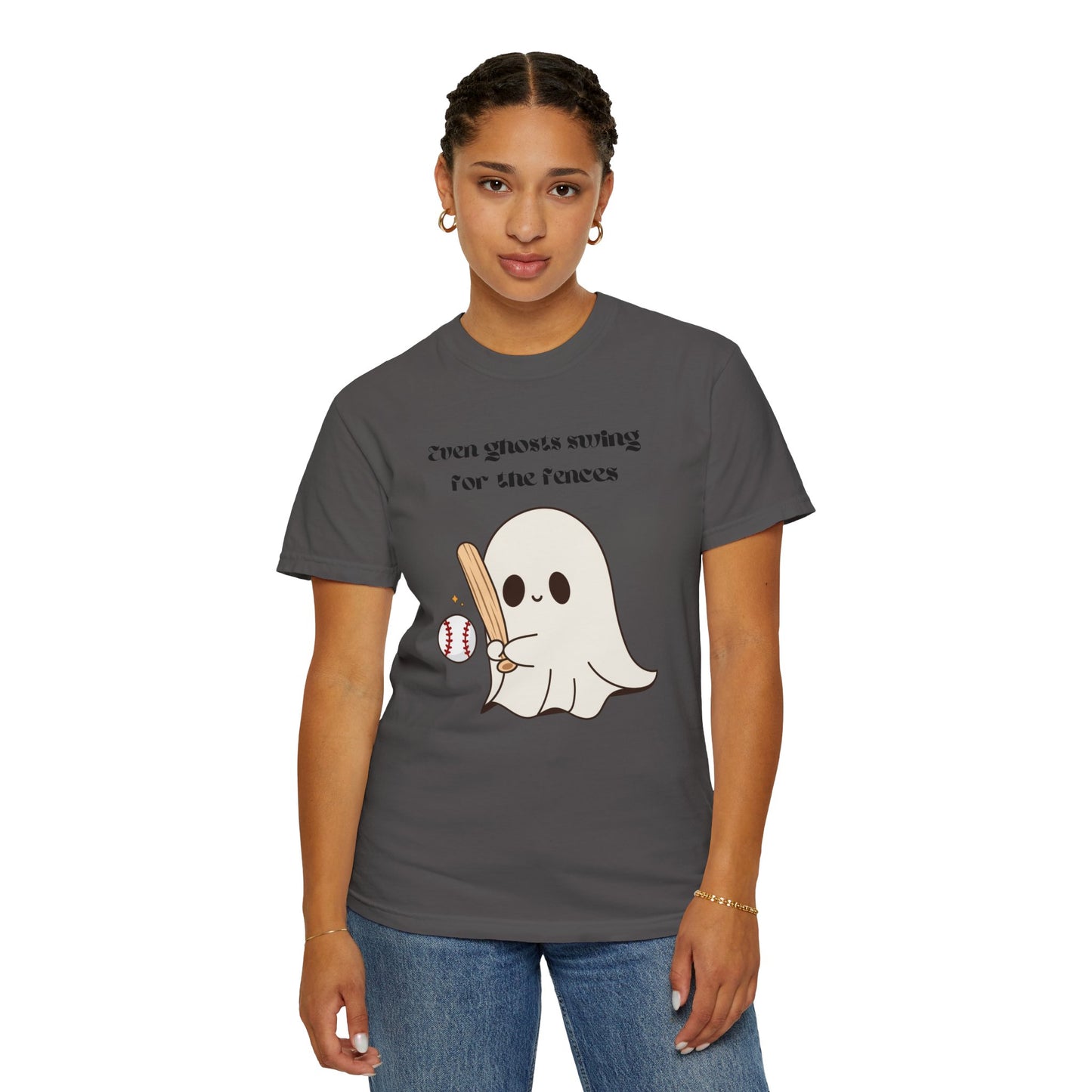 Ghost and Baseball - Unisex Garment-Dyed T-shirt