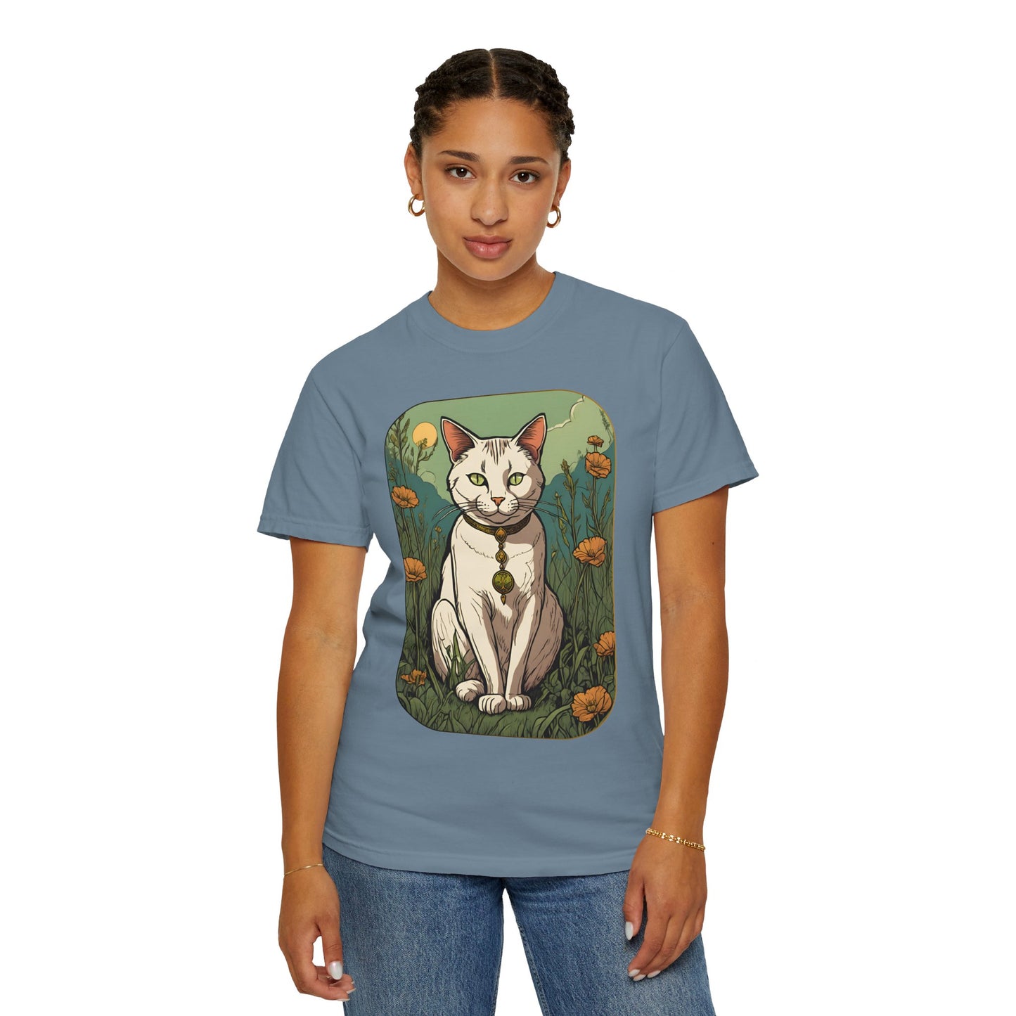Cat Tarot Style Design - Unisex Garment-Dyed T-shirt