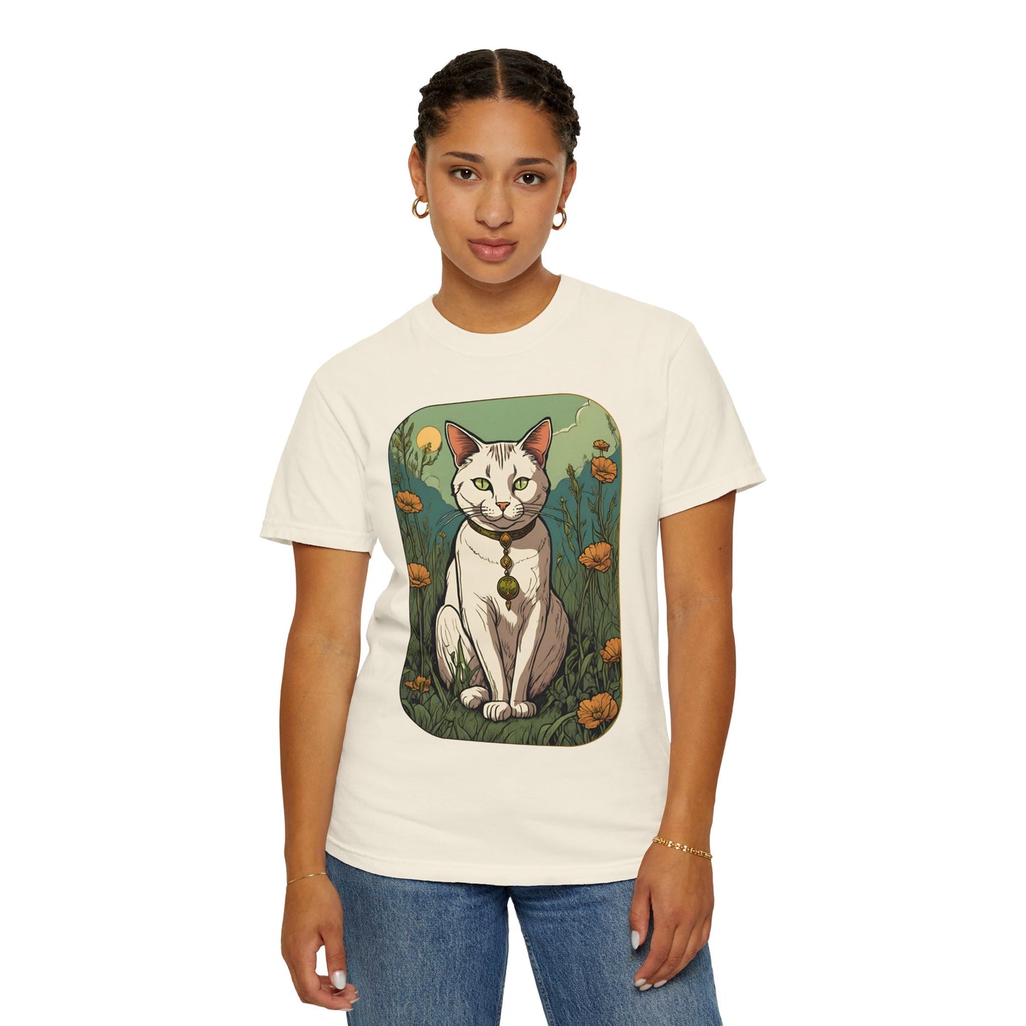 Cat Tarot Style Design - Unisex Garment-Dyed T-shirt