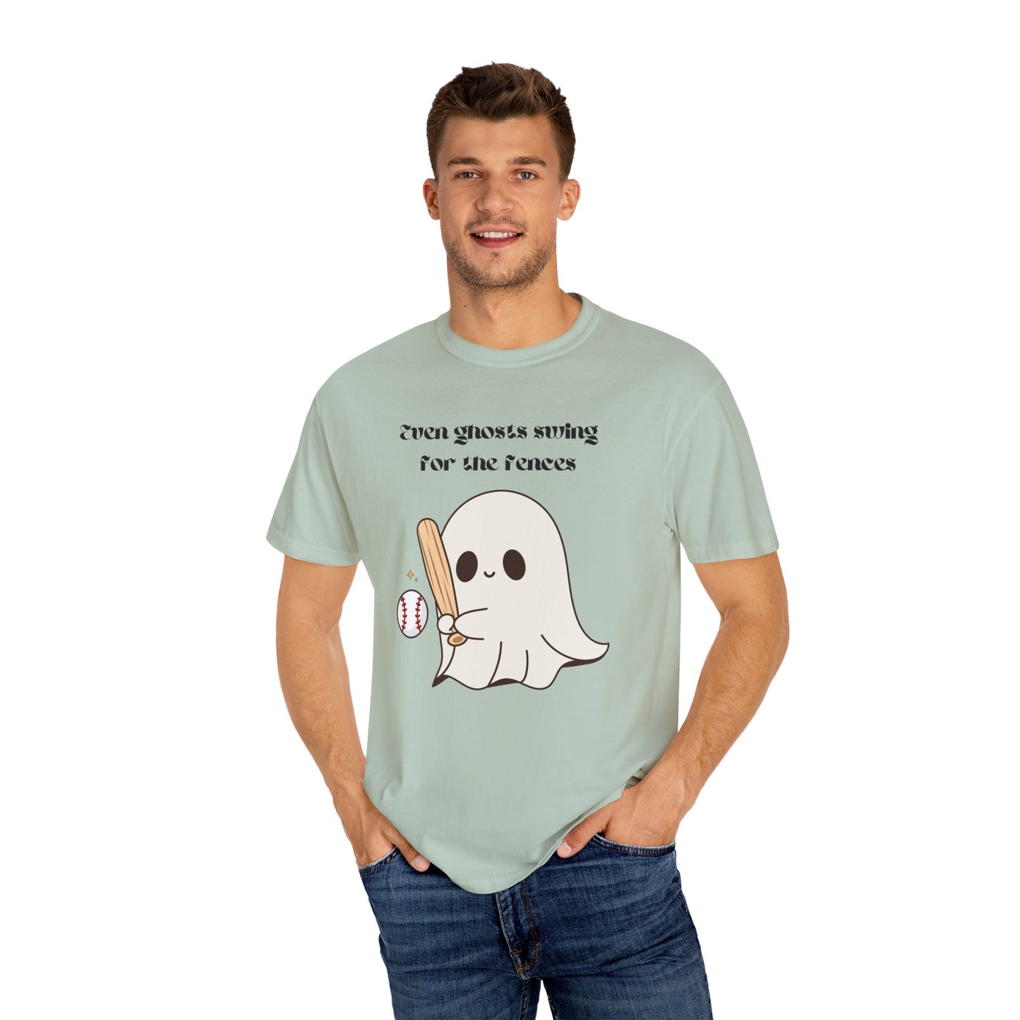 Ghost and Baseball - Unisex Garment-Dyed T-shirt