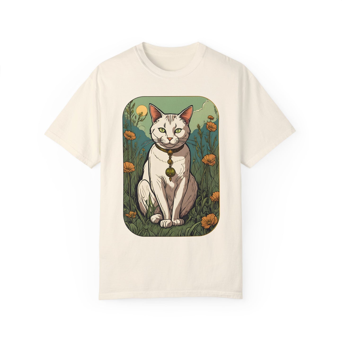 Cat Tarot Style Design - Unisex Garment-Dyed T-shirt