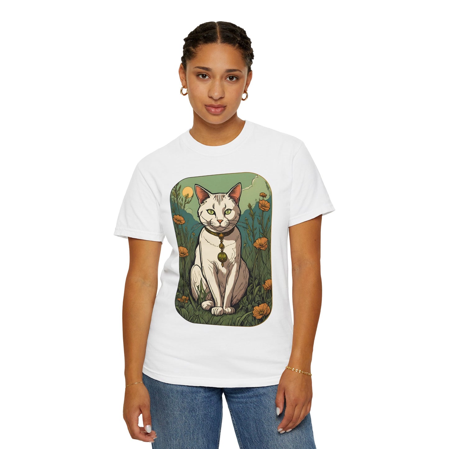 Cat Tarot Style Design - Unisex Garment-Dyed T-shirt