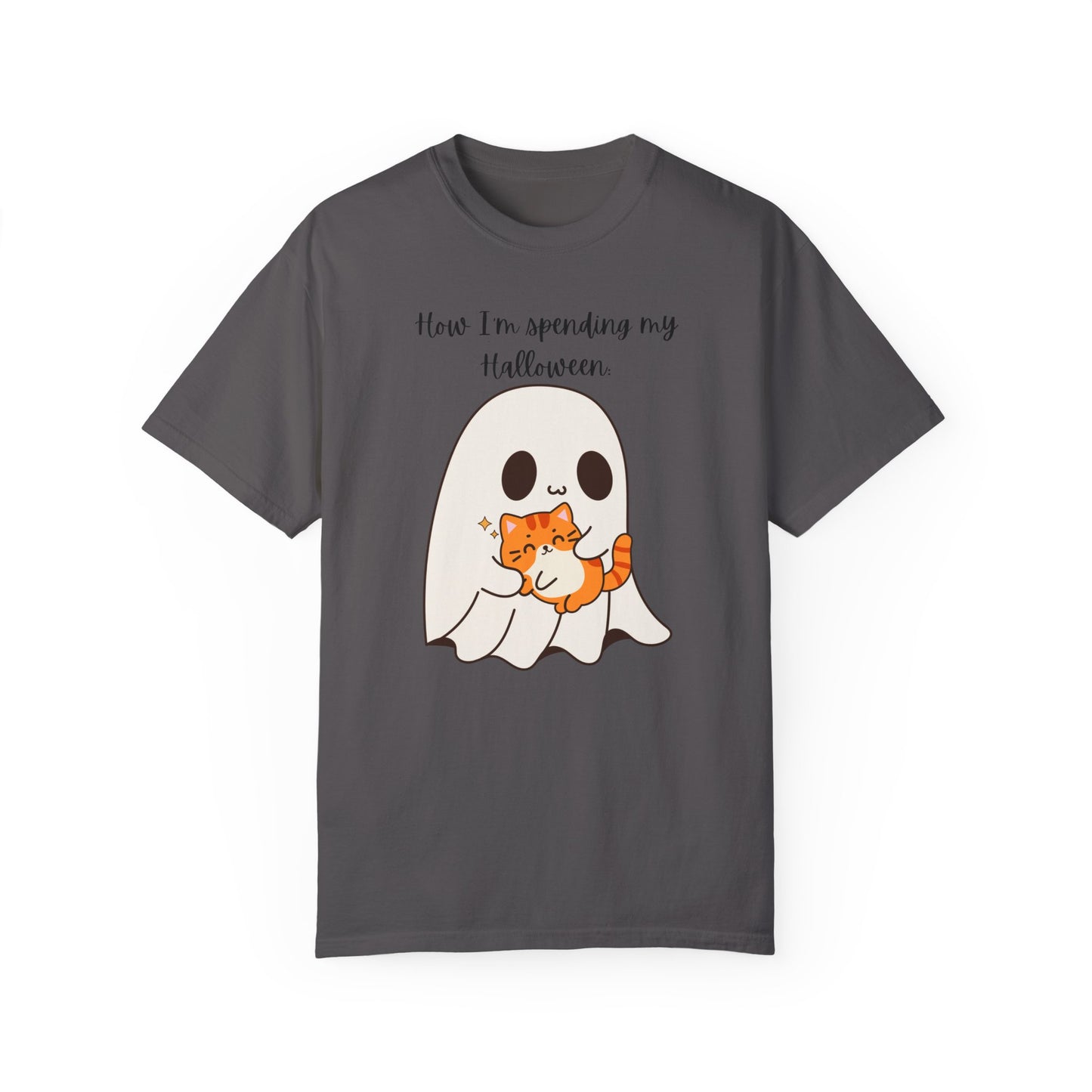 Ghost and Cat Halloween - Unisex Garment-Dyed T-shirt