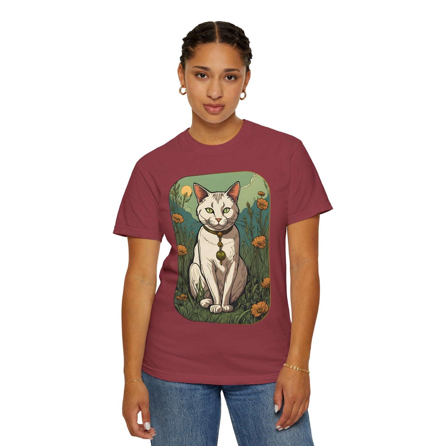 Cat Tarot Style Design - Unisex Garment-Dyed T-shirt