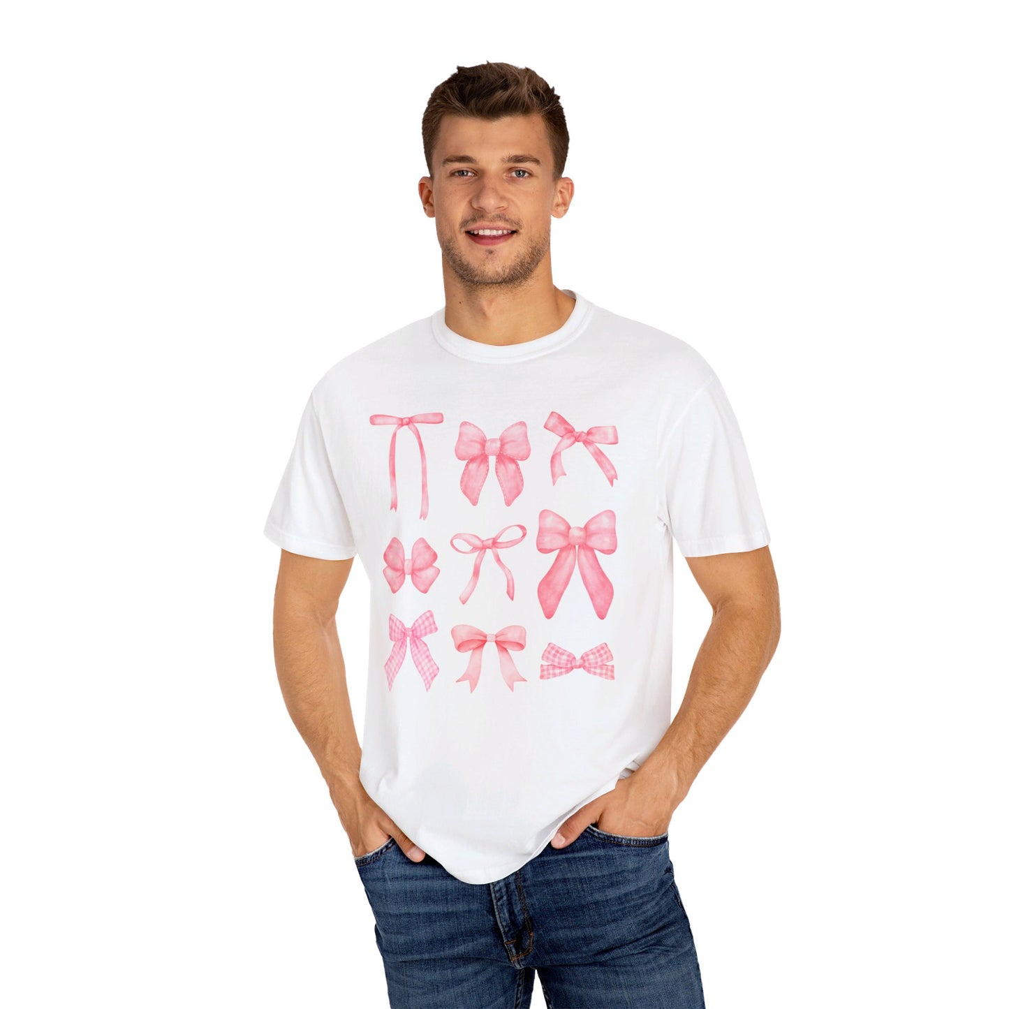 Preppy Pink Bows - Unisex Garment-Dyed T-shirt