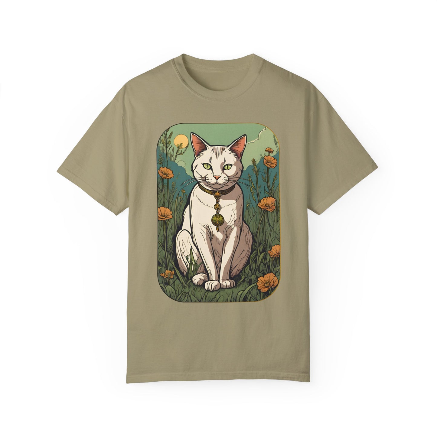 Cat Tarot Style Design - Unisex Garment-Dyed T-shirt