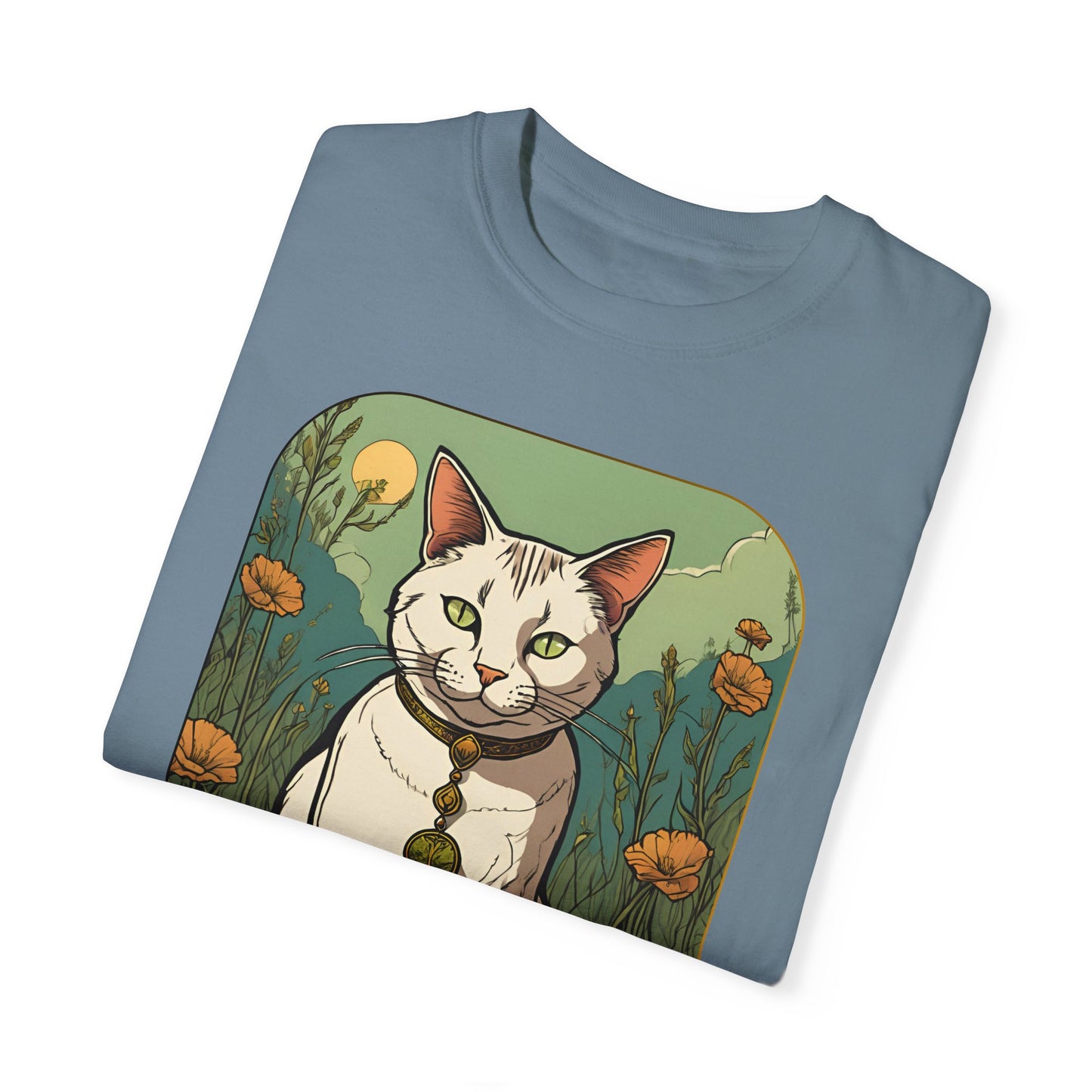 Cat Tarot Style Design - Unisex Garment-Dyed T-shirt