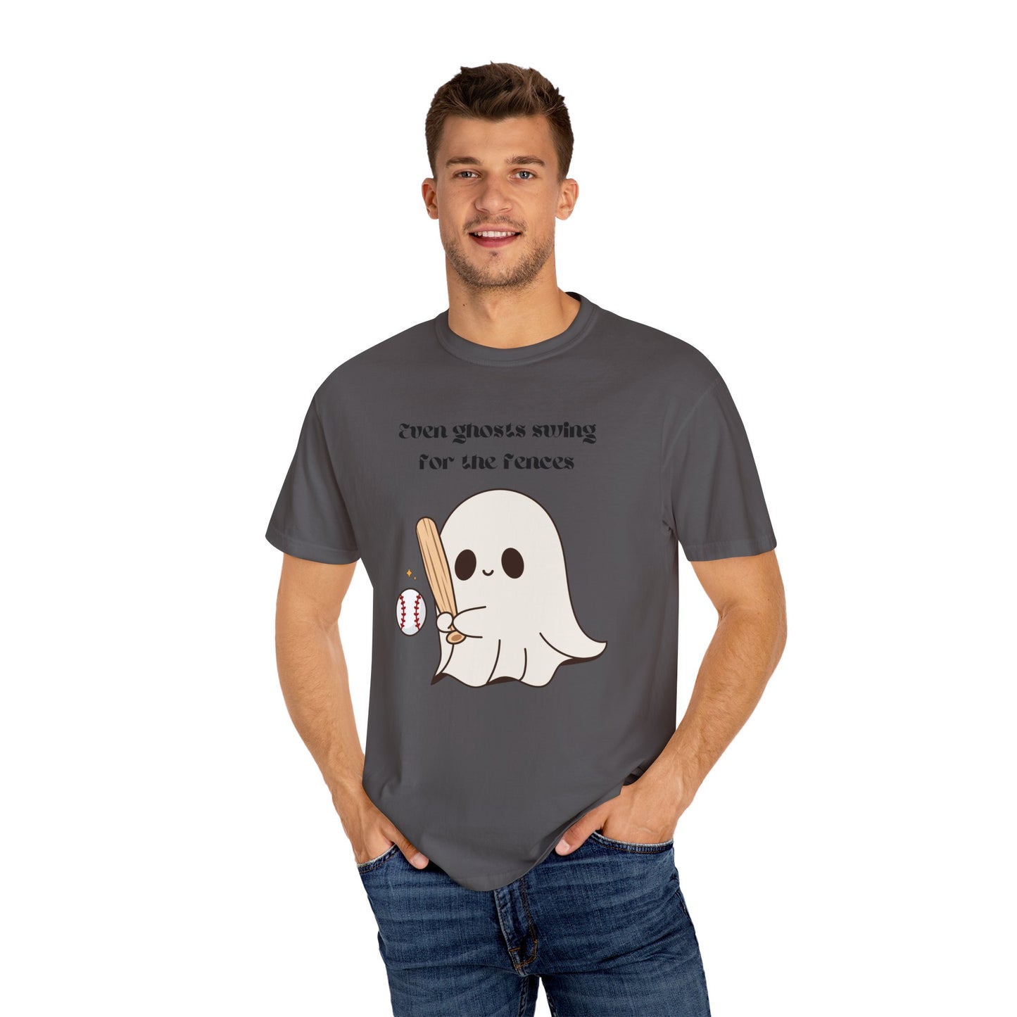 Ghost and Baseball - Unisex Garment-Dyed T-shirt