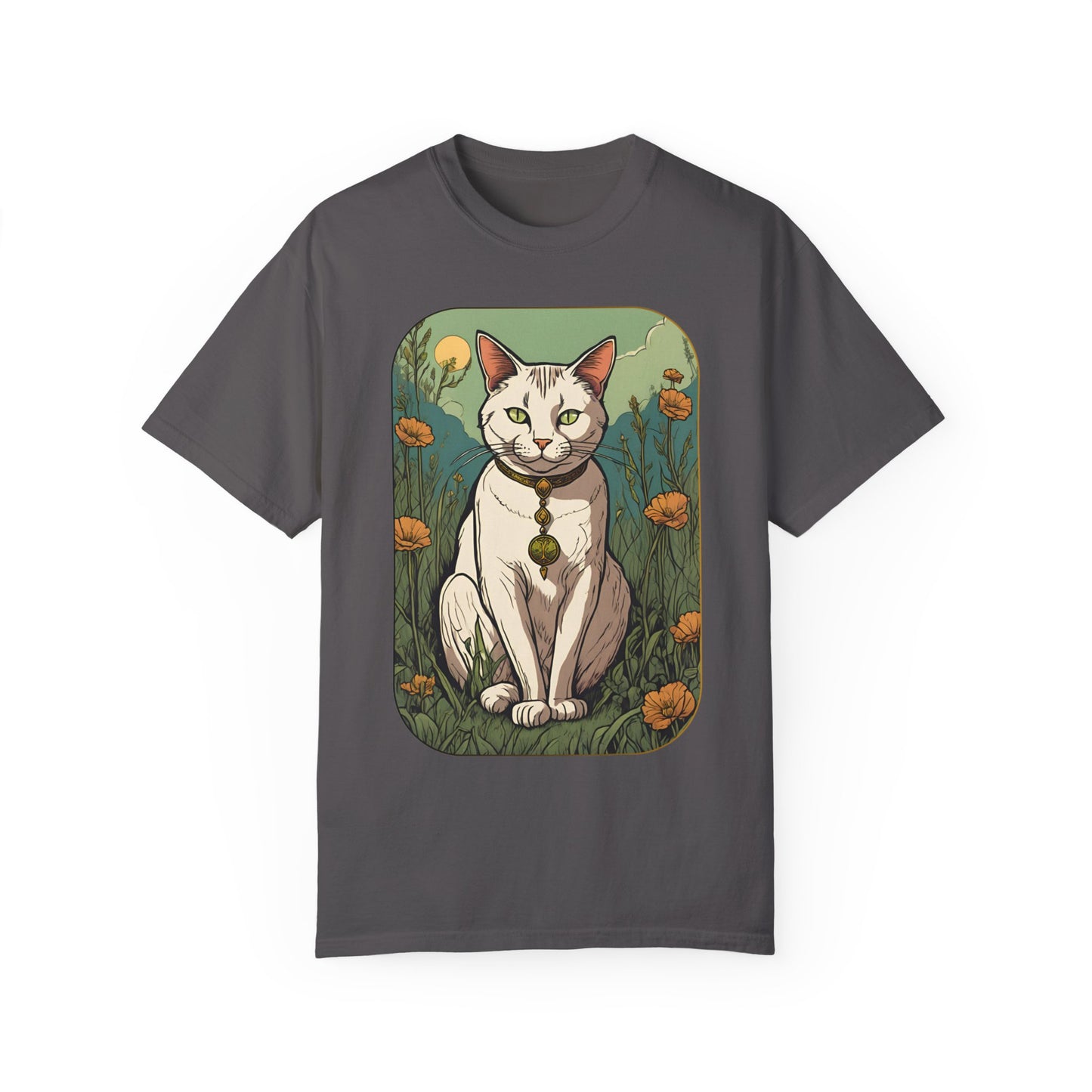 Cat Tarot Style Design - Unisex Garment-Dyed T-shirt