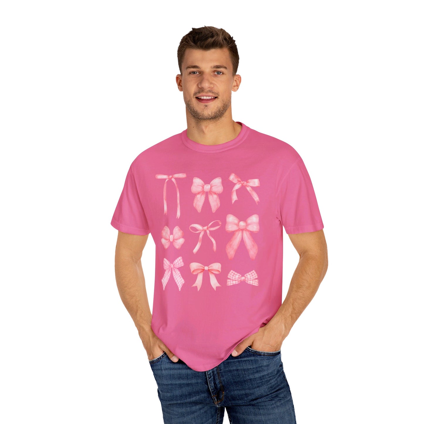 Preppy Pink Bows - Unisex Garment-Dyed T-shirt