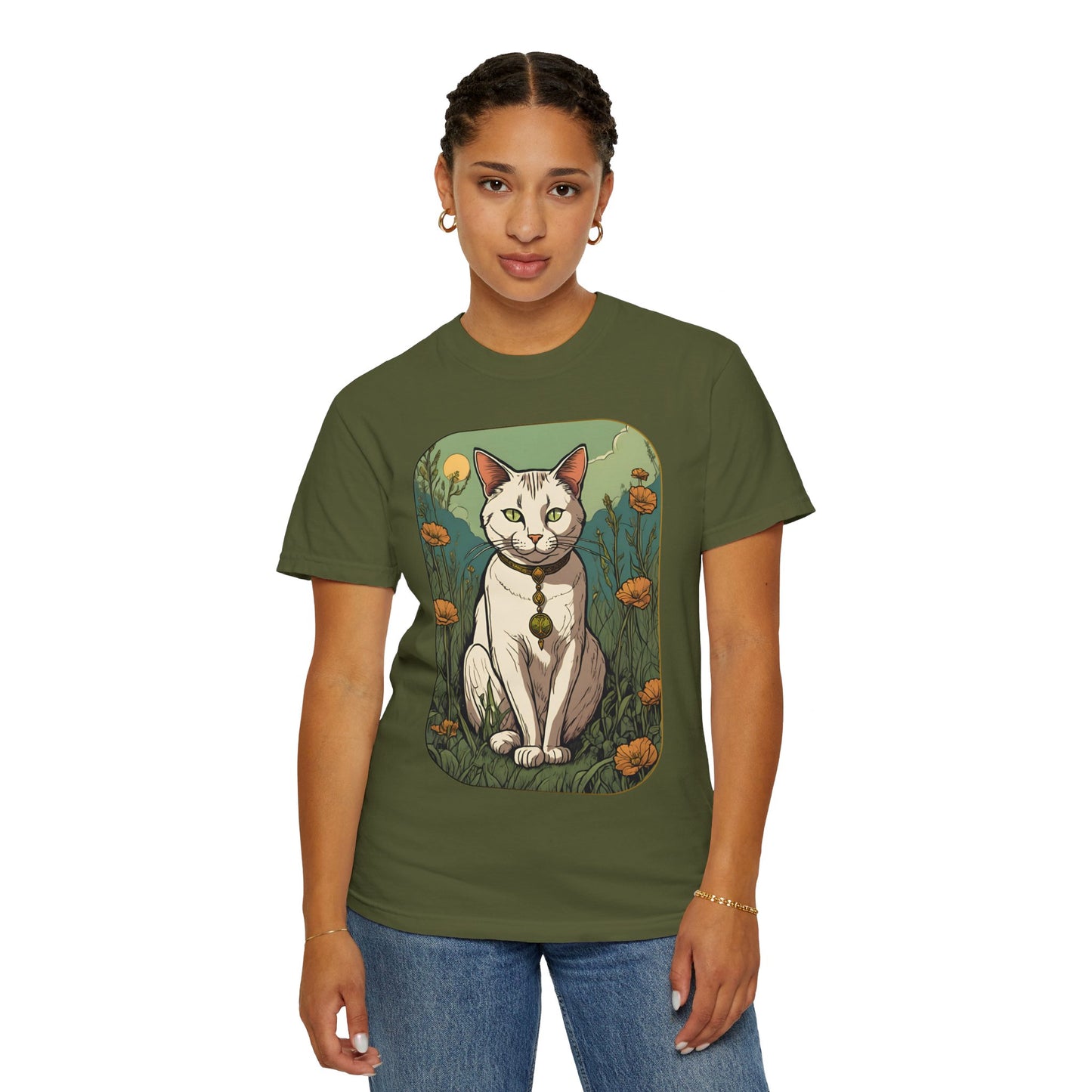 Cat Tarot Style Design - Unisex Garment-Dyed T-shirt