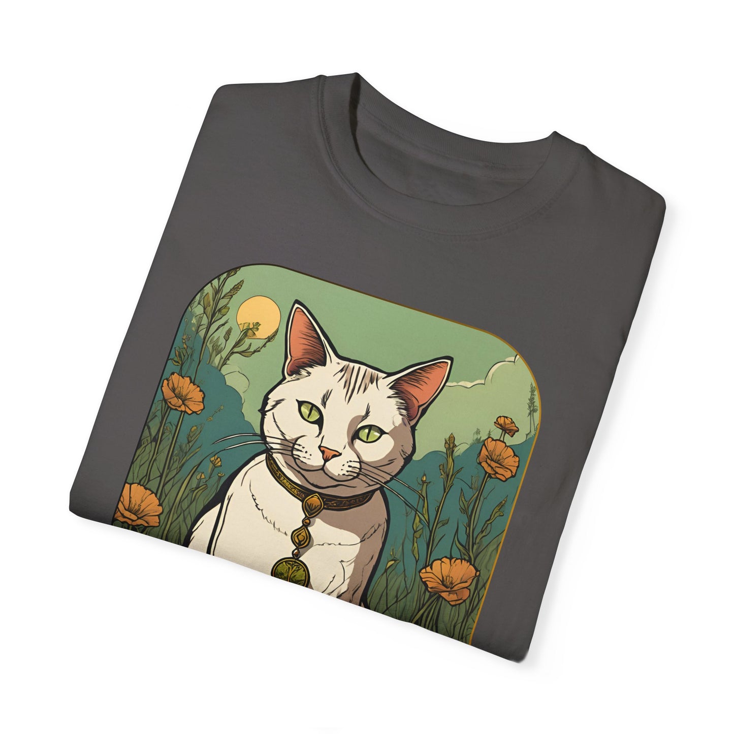 Cat Tarot Style Design - Unisex Garment-Dyed T-shirt