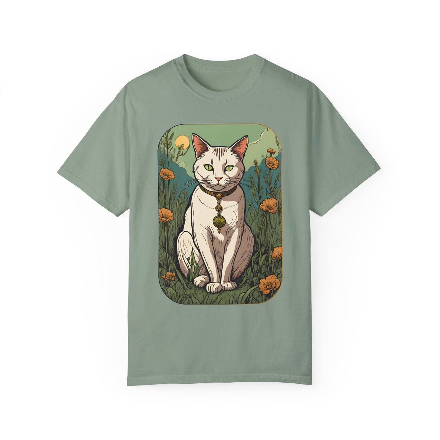 Cat Tarot Style Design - Unisex Garment-Dyed T-shirt