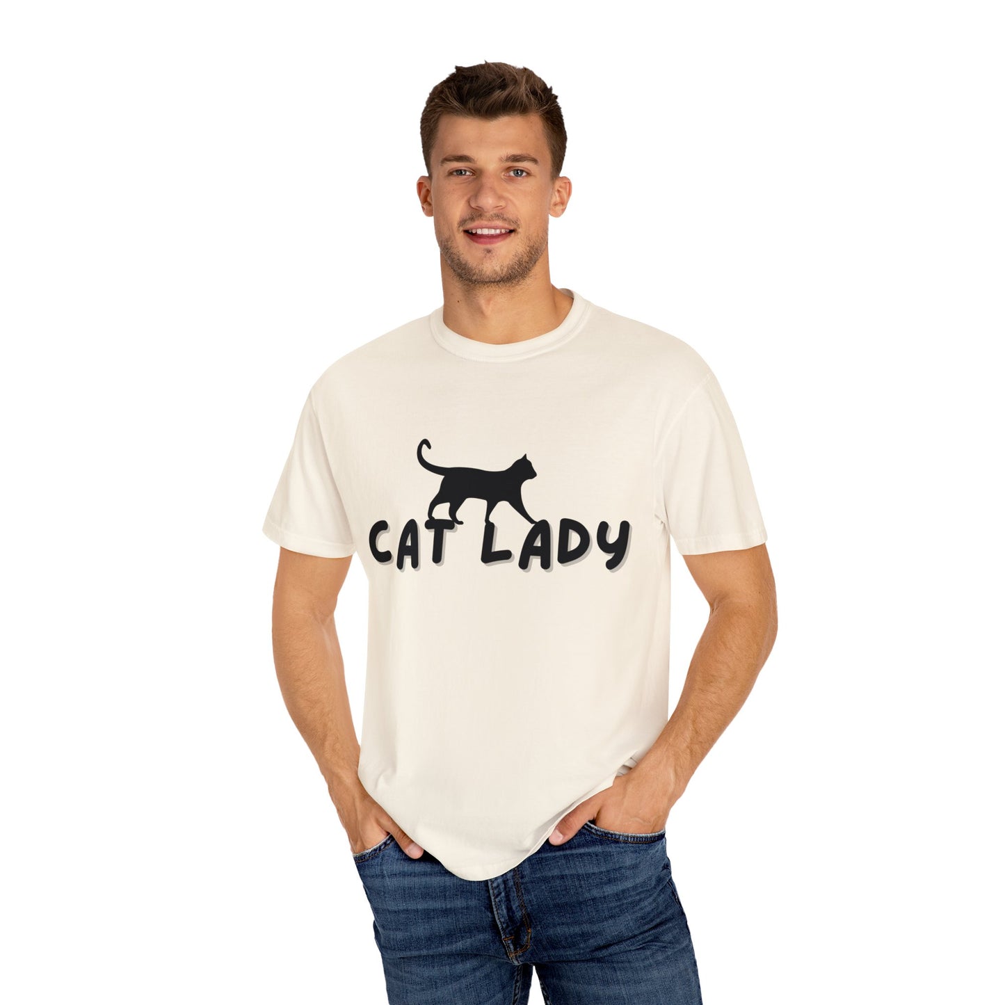 CAT LADY Word Design - Unisex Garment-Dyed T-shirt