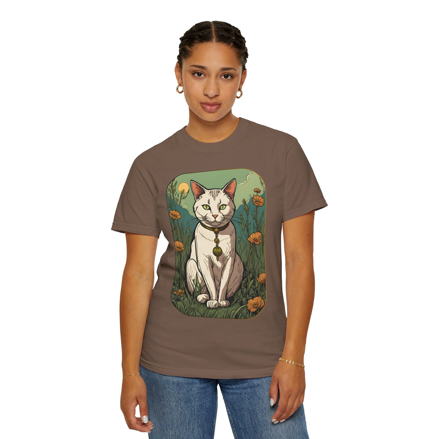 Cat Tarot Style Design - Unisex Garment-Dyed T-shirt