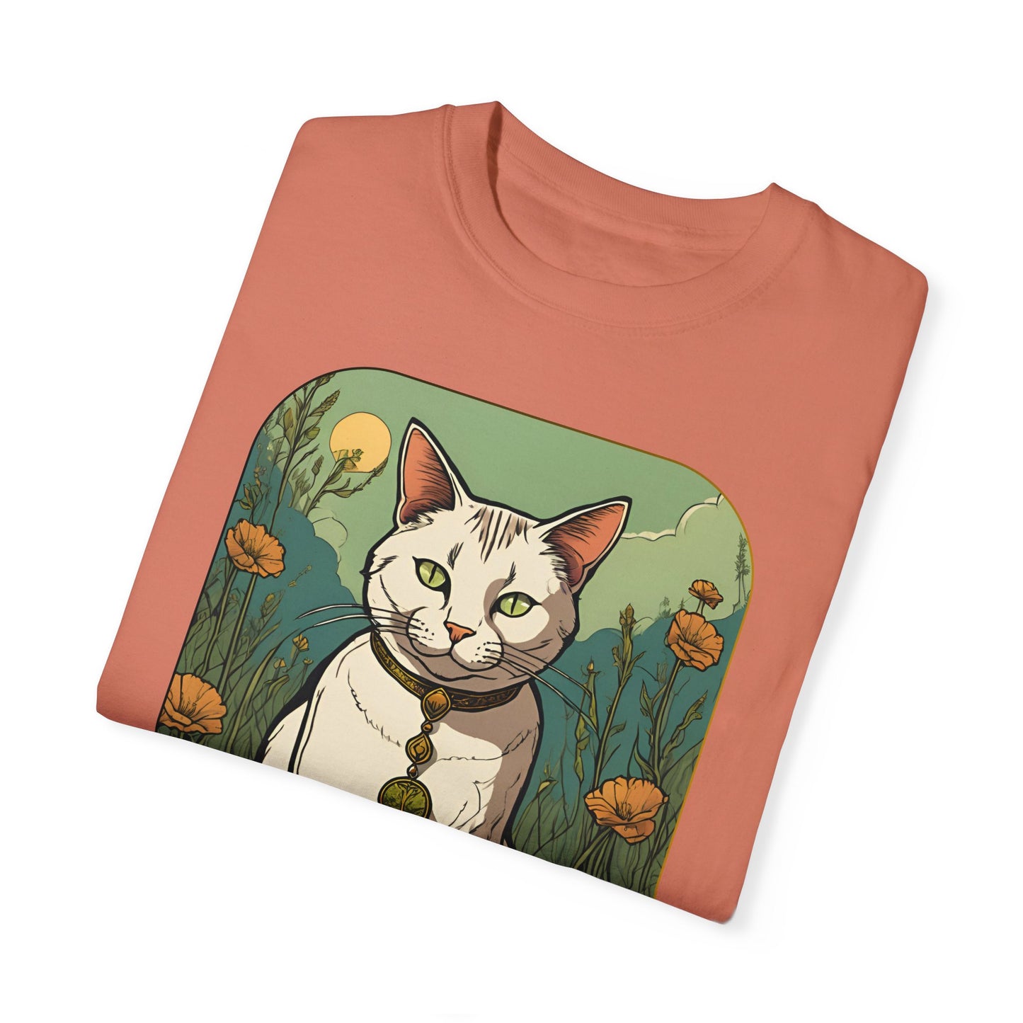 Cat Tarot Style Design - Unisex Garment-Dyed T-shirt