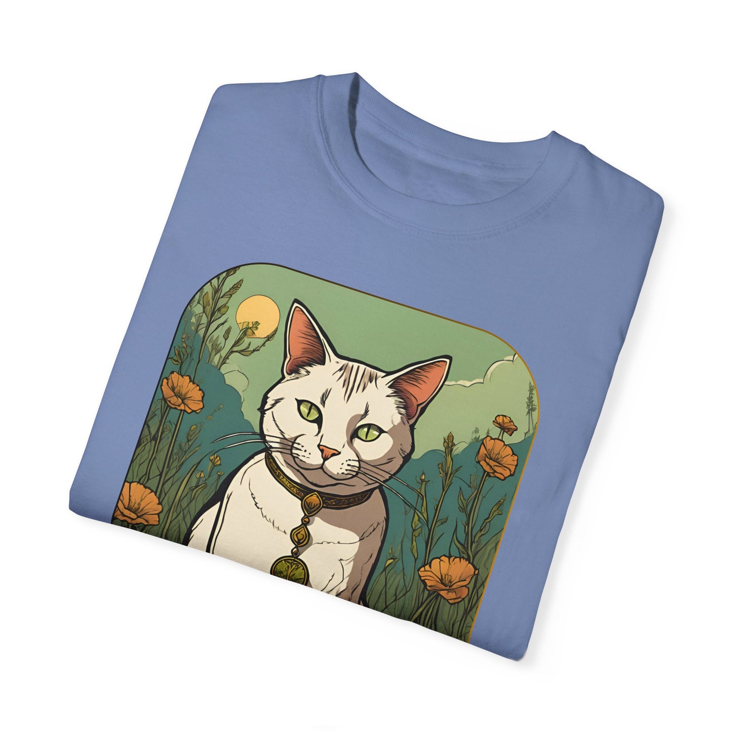 Cat Tarot Style Design - Unisex Garment-Dyed T-shirt