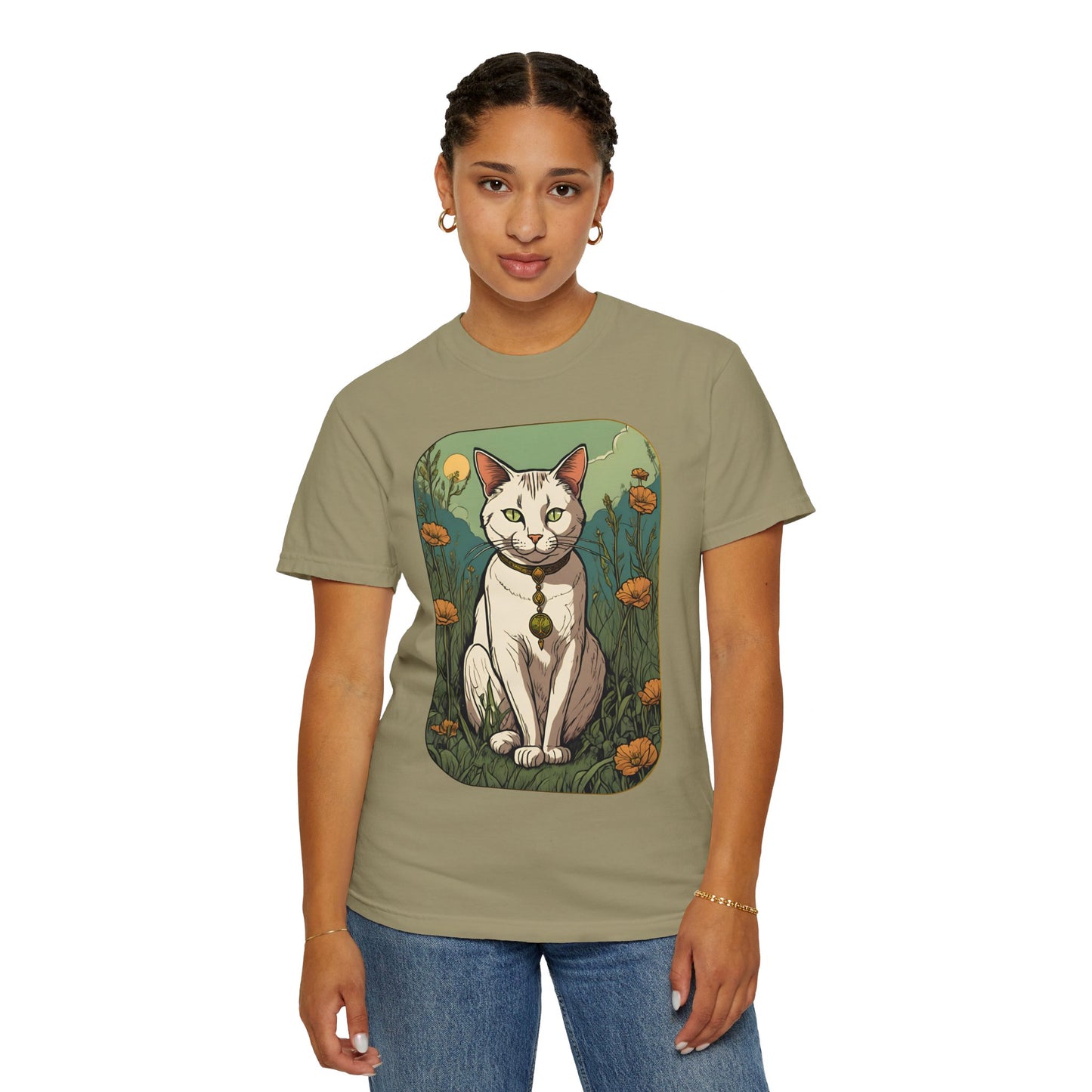 Cat Tarot Style Design - Unisex Garment-Dyed T-shirt