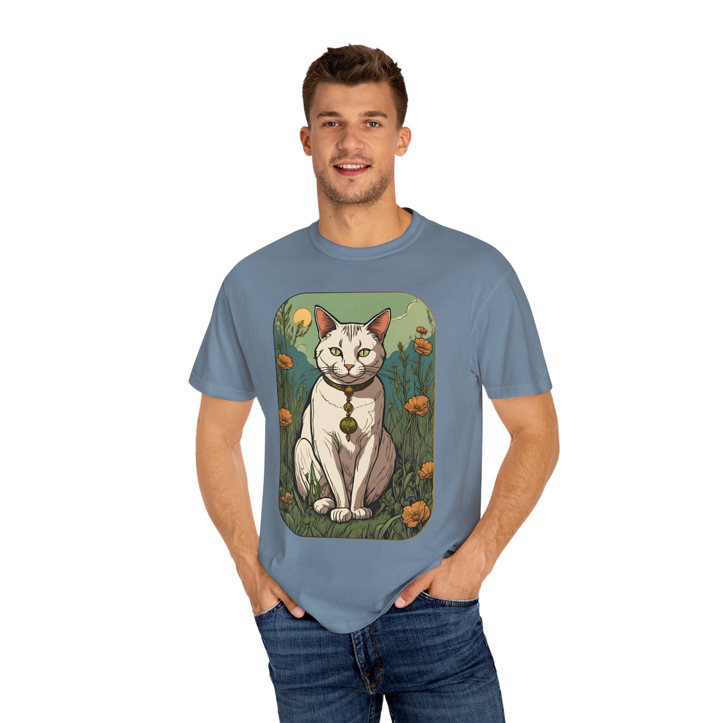 Cat Tarot Style Design - Unisex Garment-Dyed T-shirt