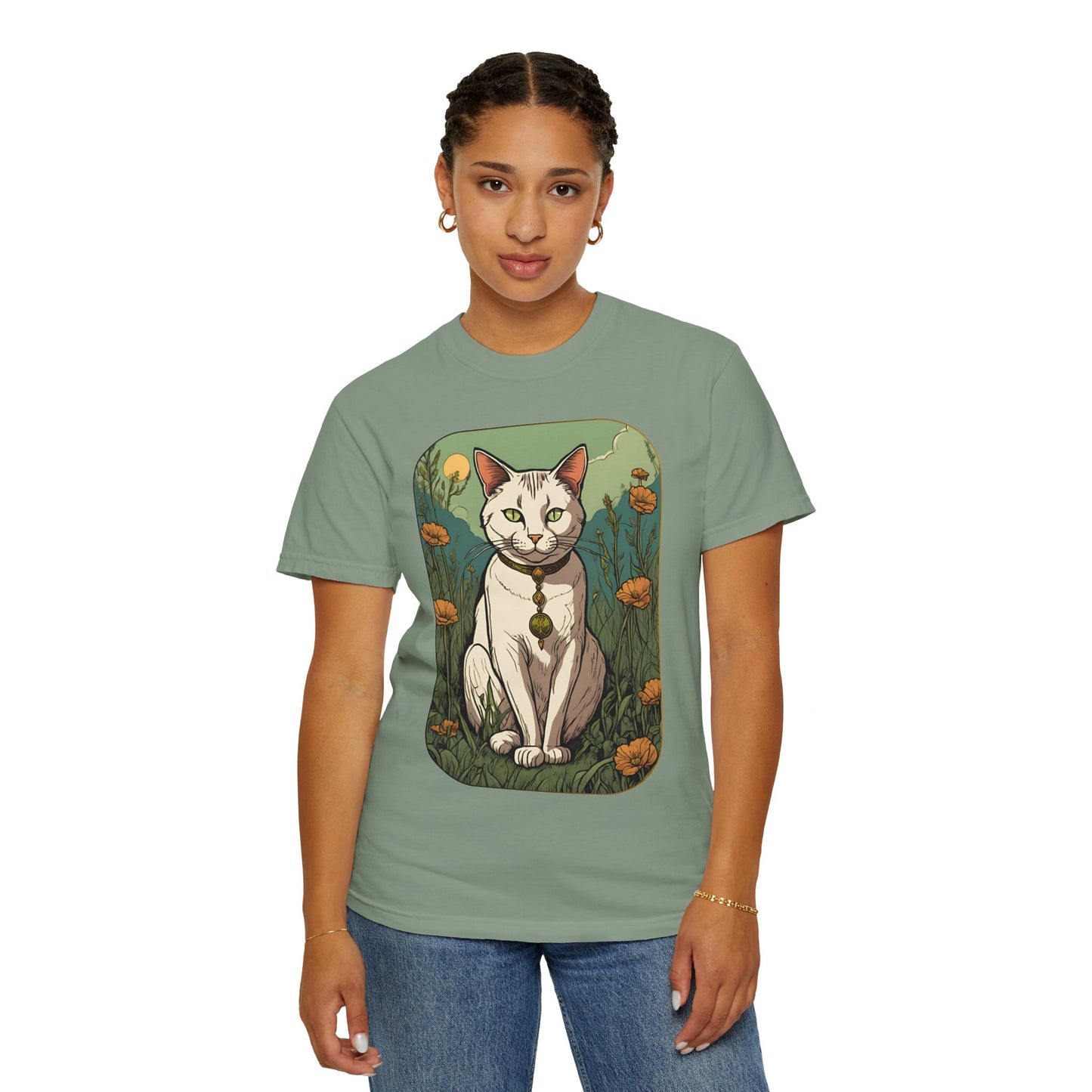 Cat Tarot Style Design - Unisex Garment-Dyed T-shirt