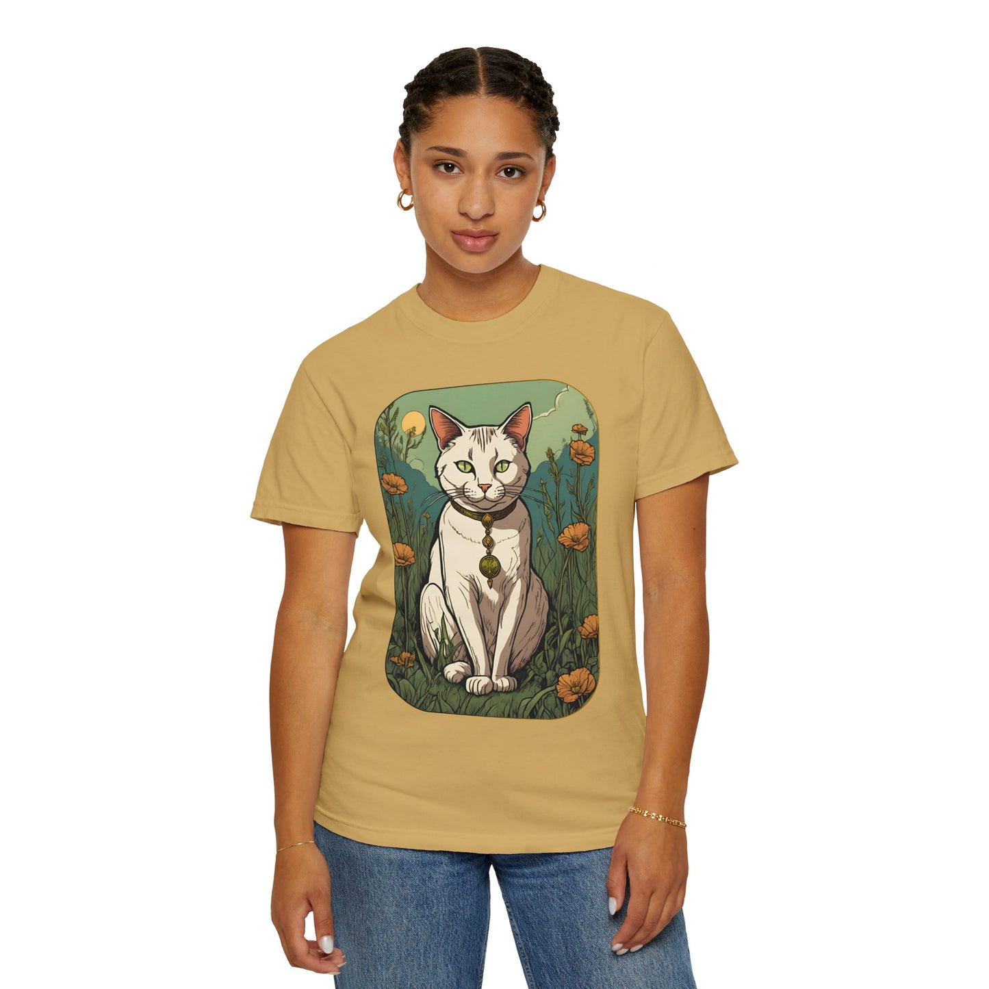 Cat Tarot Style Design - Unisex Garment-Dyed T-shirt